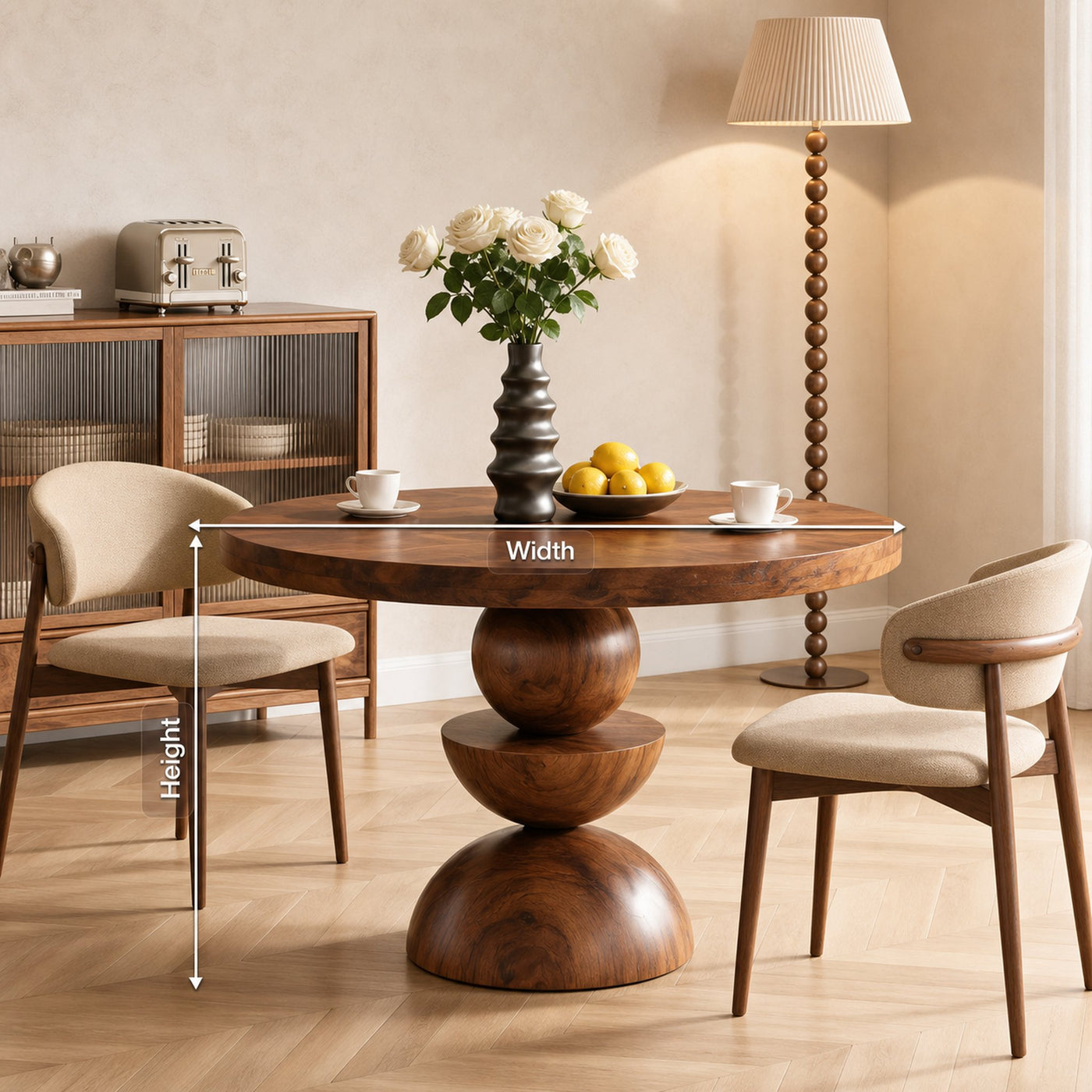 Modern Round Dining Table With Geometric Base For Kitchen And Dining Room - product view 8