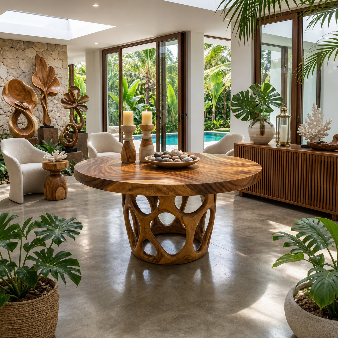 Modern Round Gathering Table For Garden View Room - product view 6