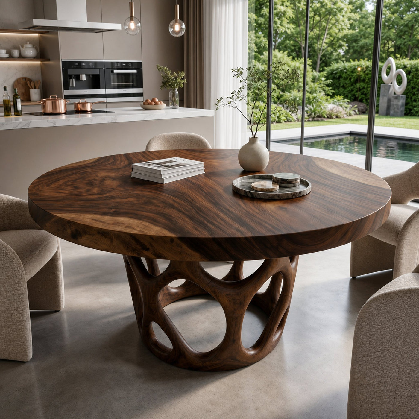 Modern Round Gathering Table For Garden View Room - product view 7