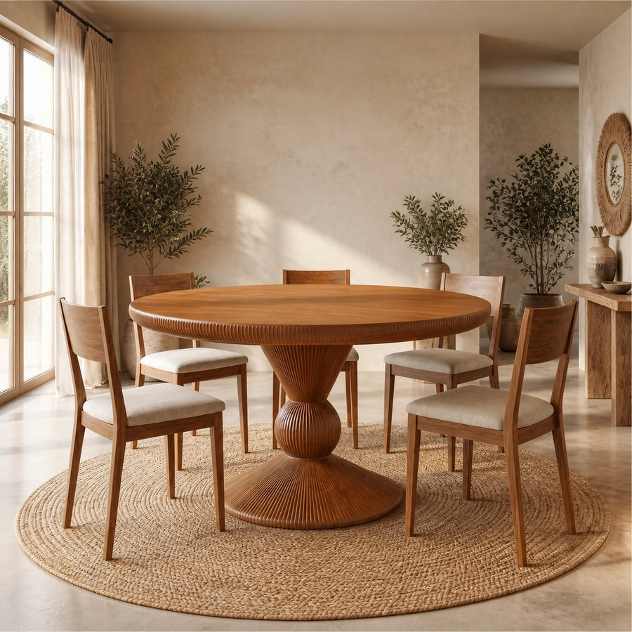 Modern Round Pedestal Dining Table For Dining Room And Kitchen