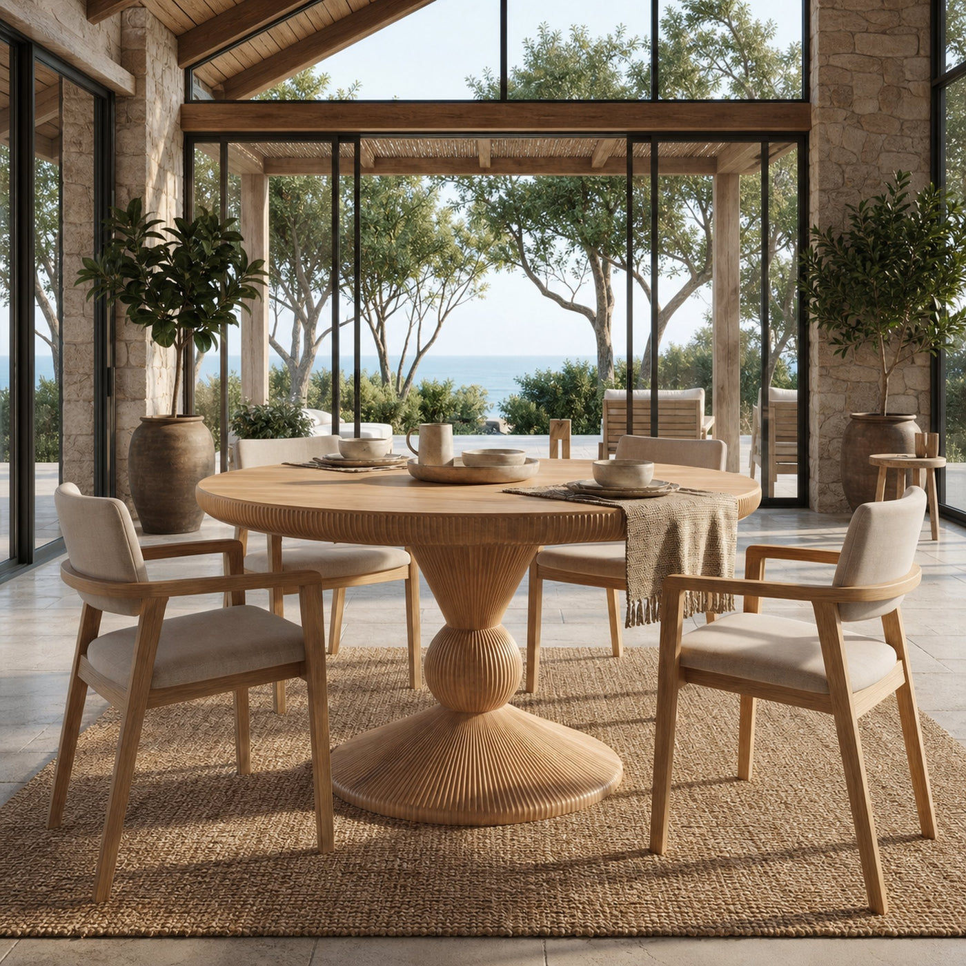 Modern Round Pedestal Dining Table For Dining Room And Kitchen - product view 5