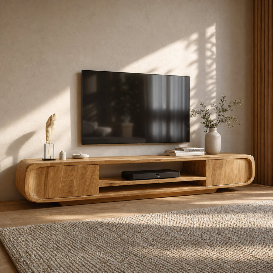 Modern Rounded TV Stand For Living Room And Lounge