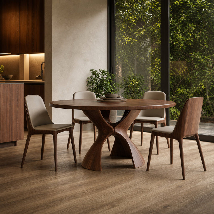 Modern Rustic Dining Table Sculptural Base Kitchen