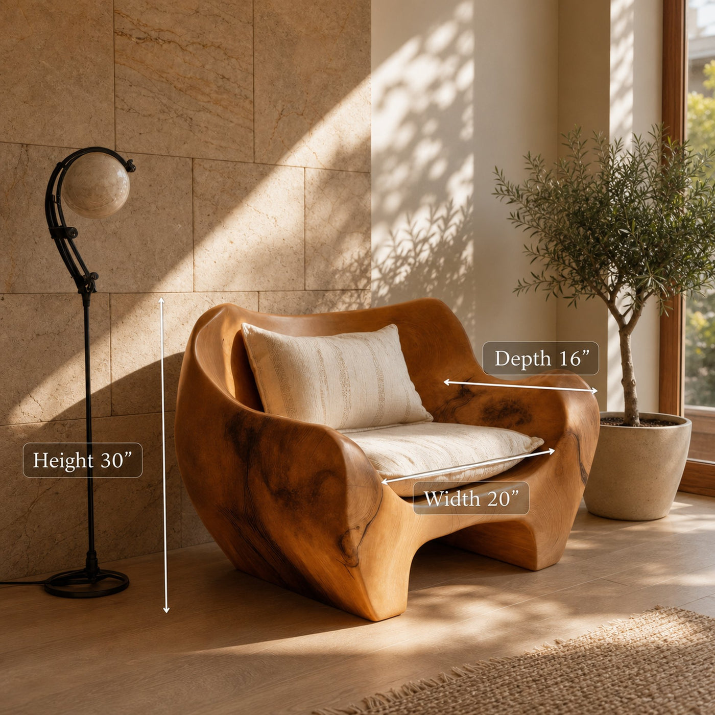 Modern Sculpted Armchair For Living Room Or Lounge - product view 6
