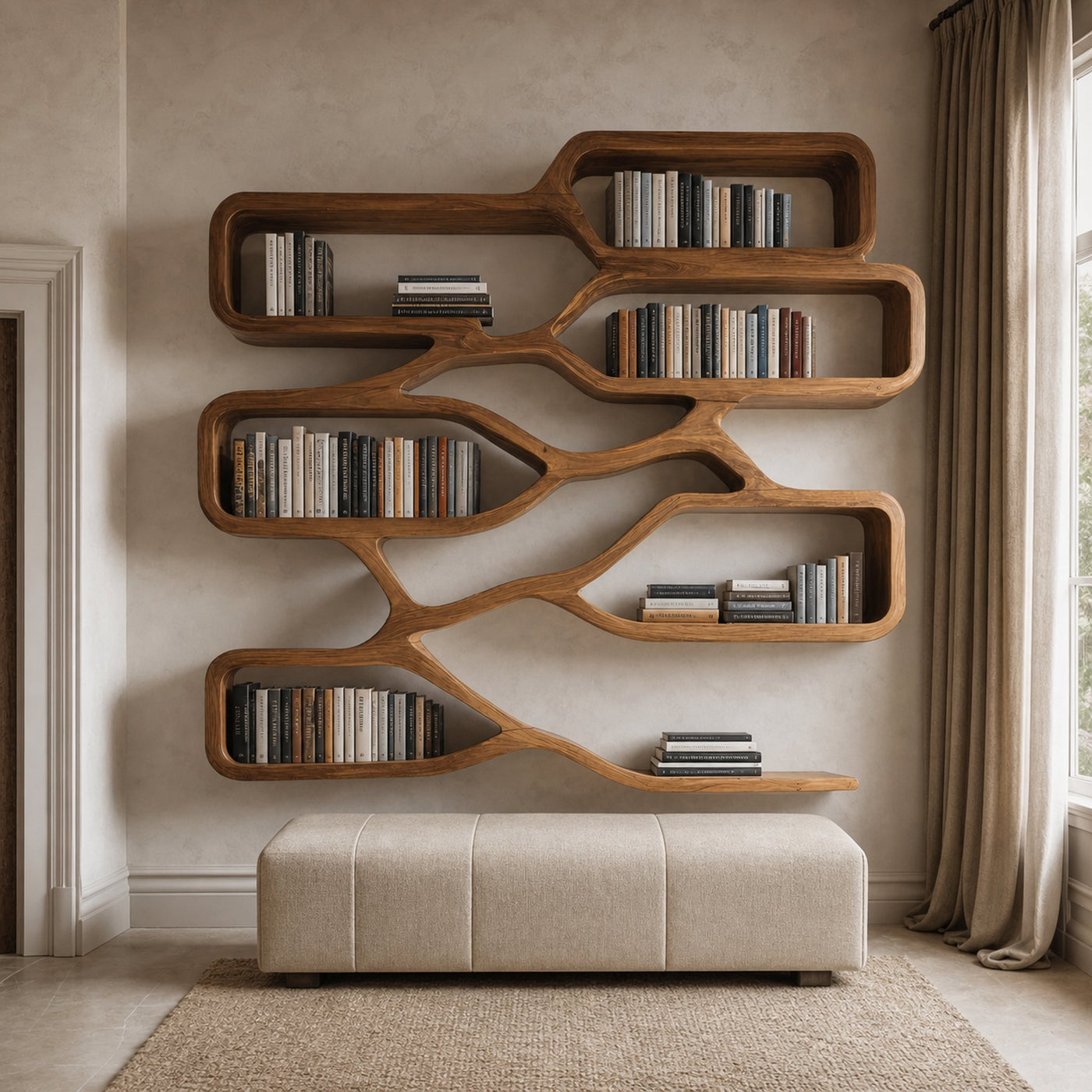 Modern Sculpted Bookcase For Living Room