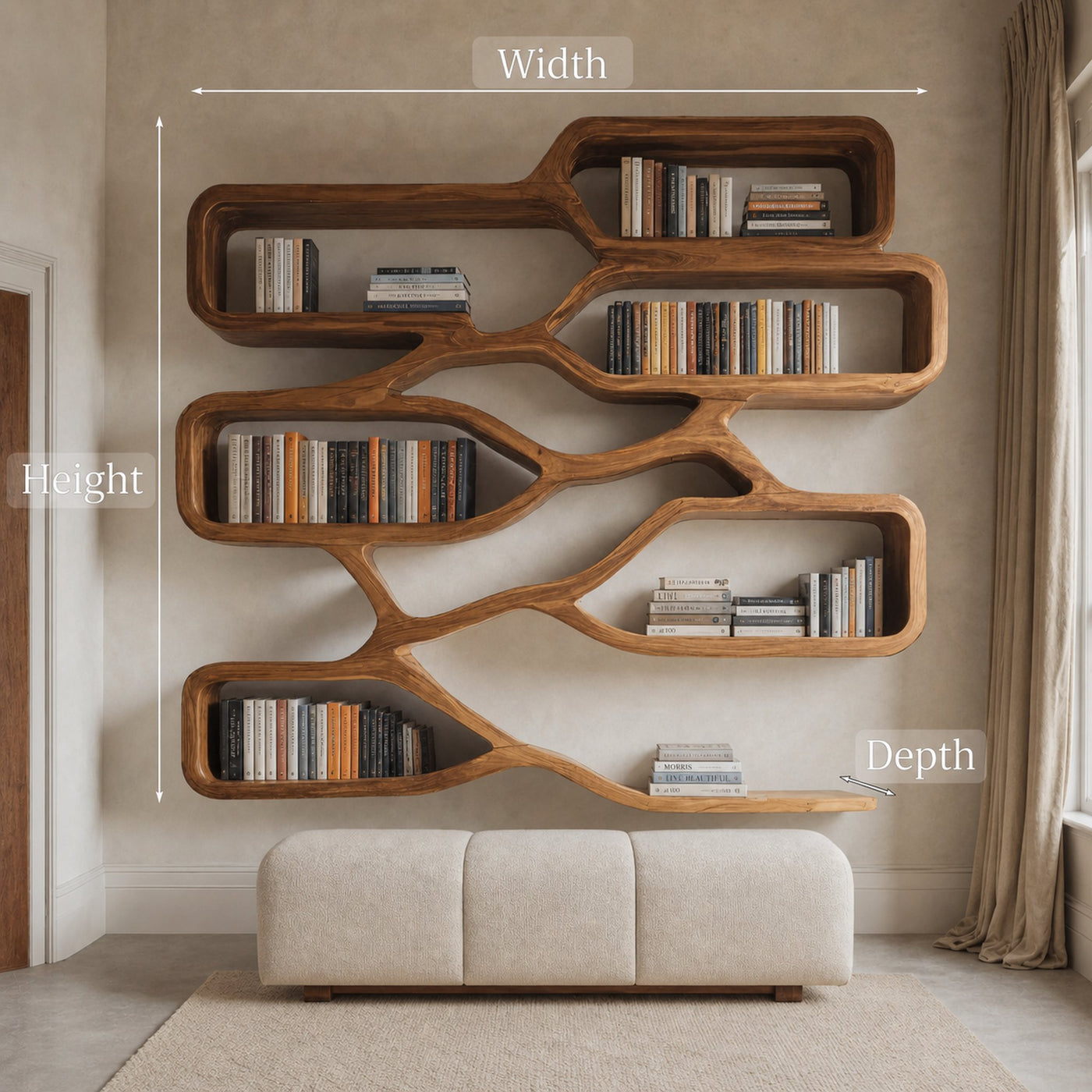 Modern Sculpted Bookcase For Living Room - product view 6