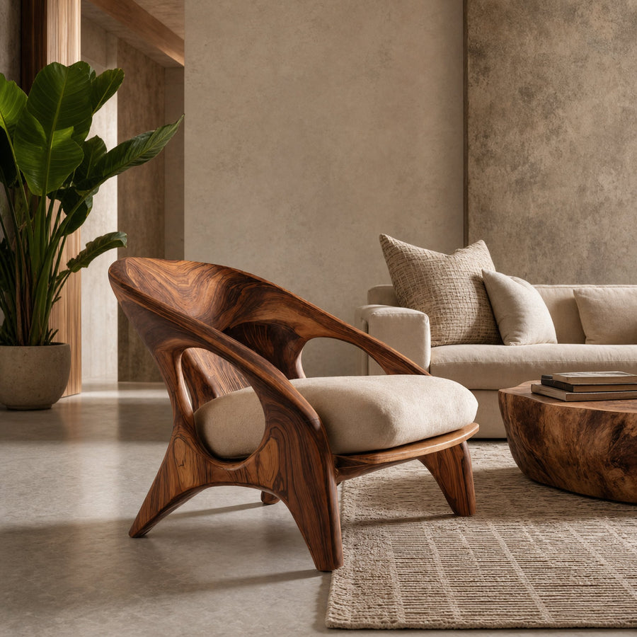 Modern Sculptural Accent Chair For Living Room