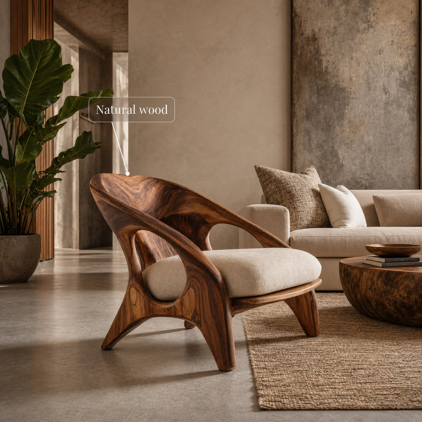 Modern Sculptural Accent Chair For Living Room - product view 6