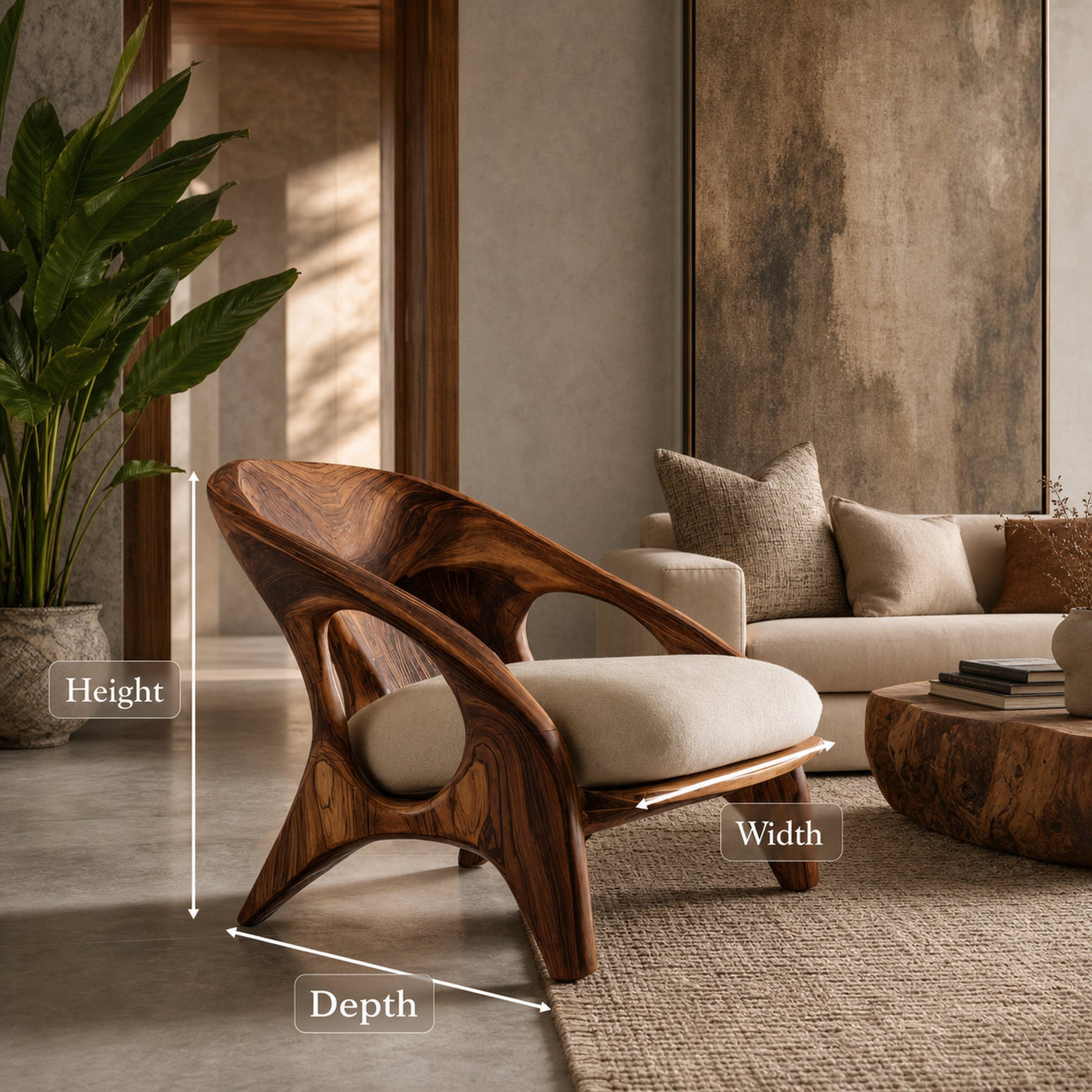 Modern Sculptural Accent Chair For Living Room - product view 8