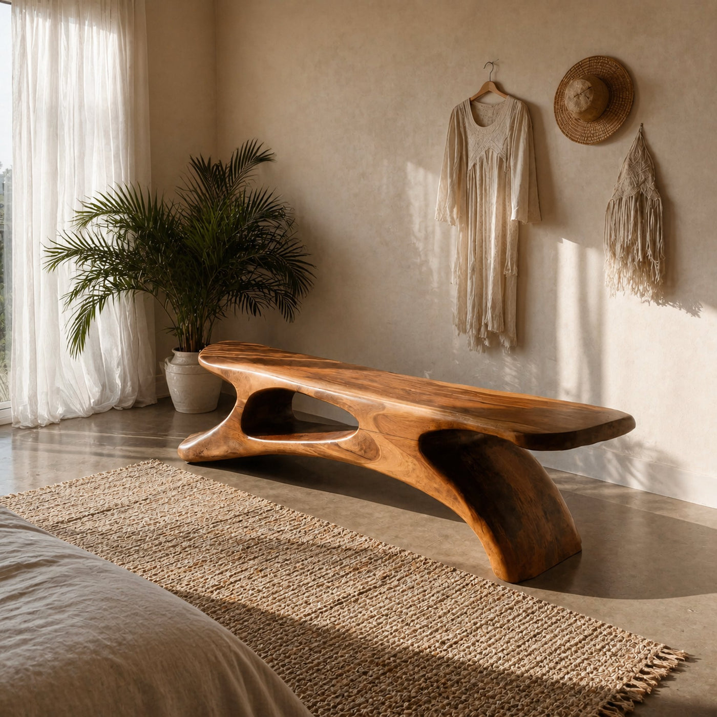 Modern Sculptural Bench For Bedroom Or Living Room