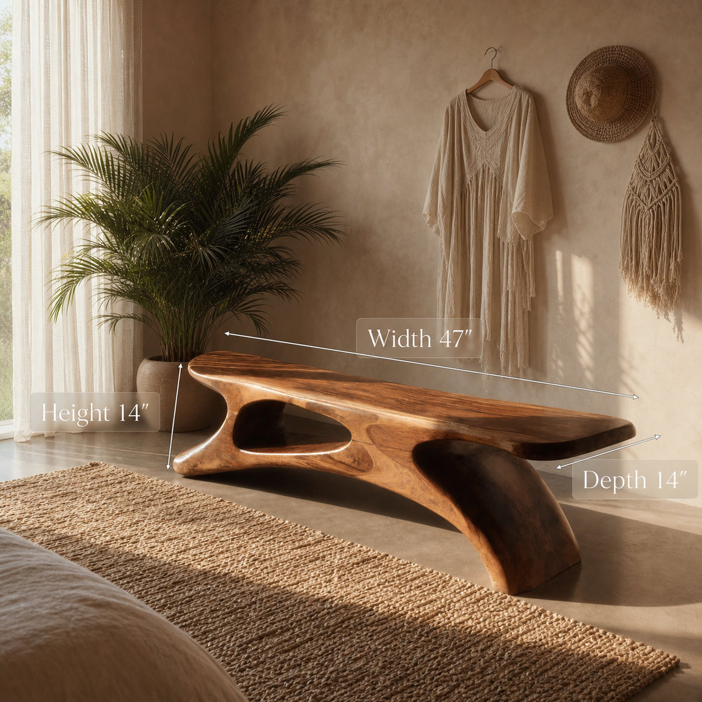 Modern Sculptural Bench For Bedroom Or Living Room - product view 6