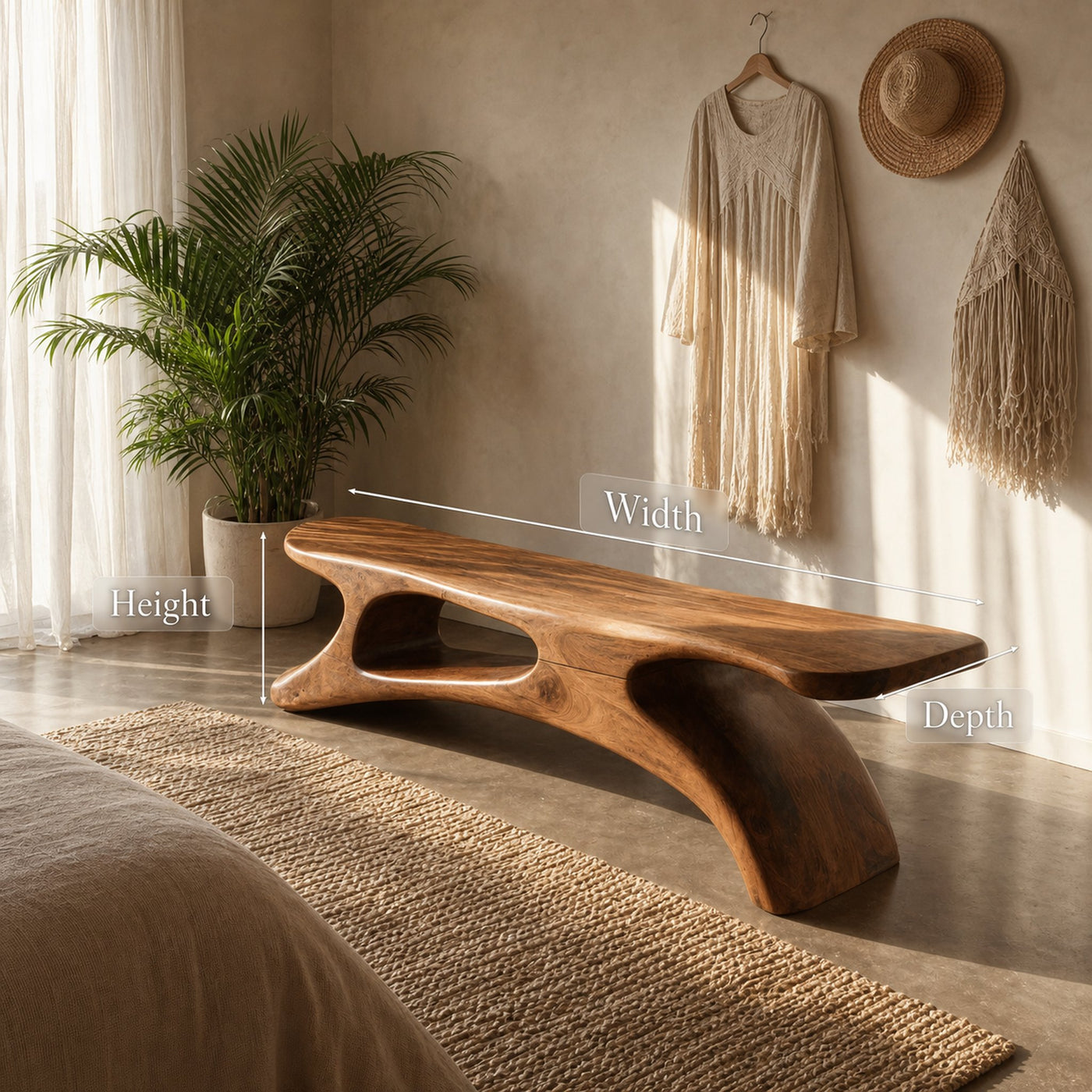 Modern Sculptural Bench For Bedroom Or Living Room - product view 7