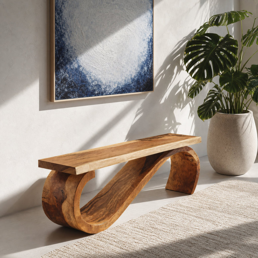Modern Sculptural Bench For Entryway Or Living Room Decor