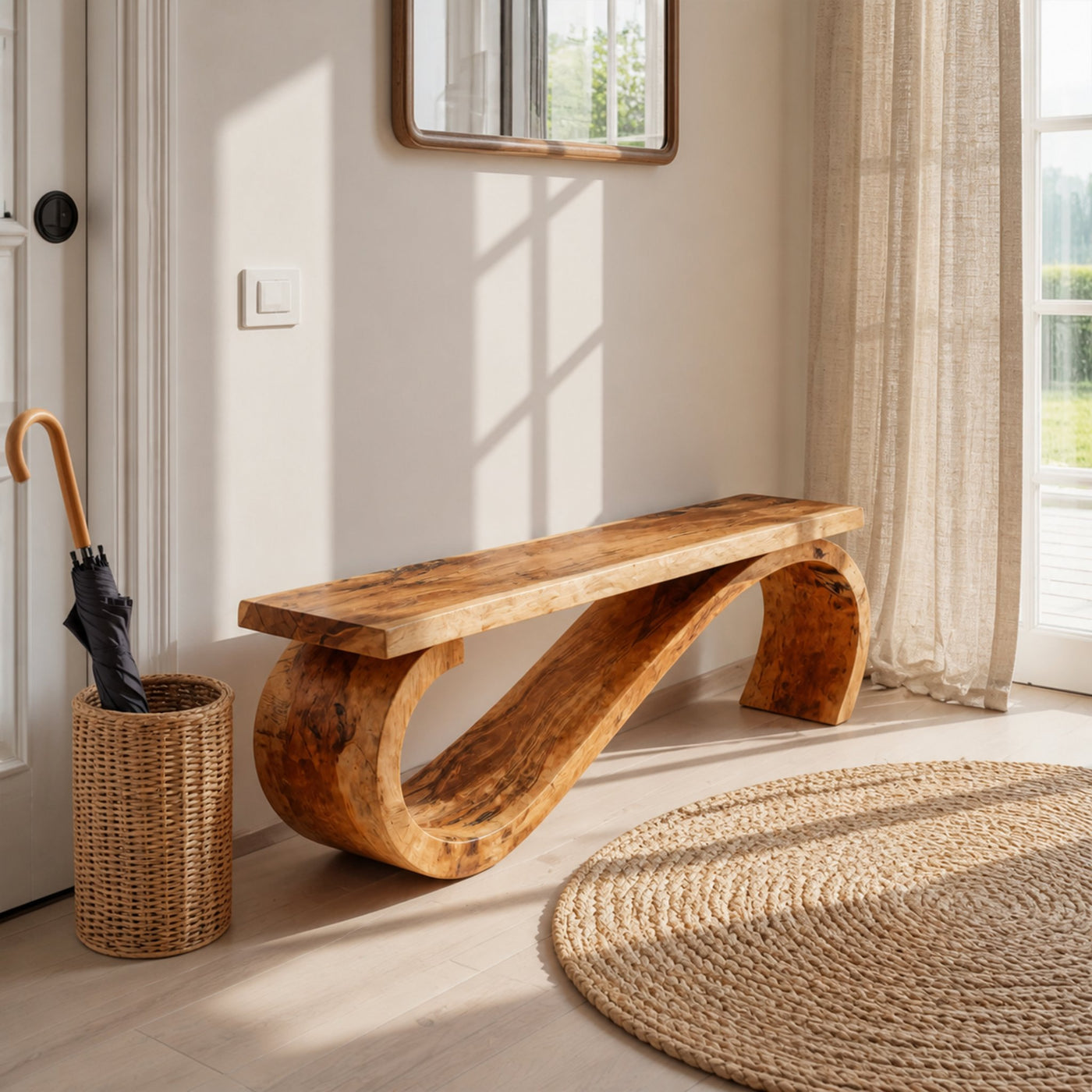 Modern Sculptural Bench For Entryway Or Living Room Decor - product view 6