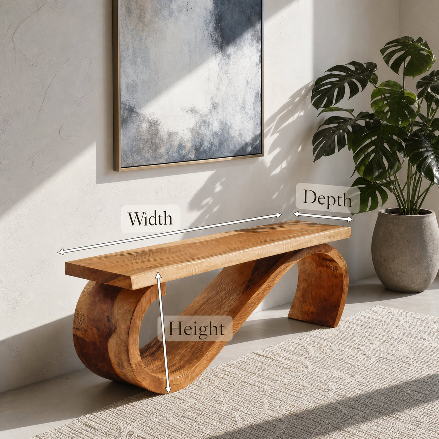 Modern Sculptural Bench For Entryway Or Living Room Decor - product view 8