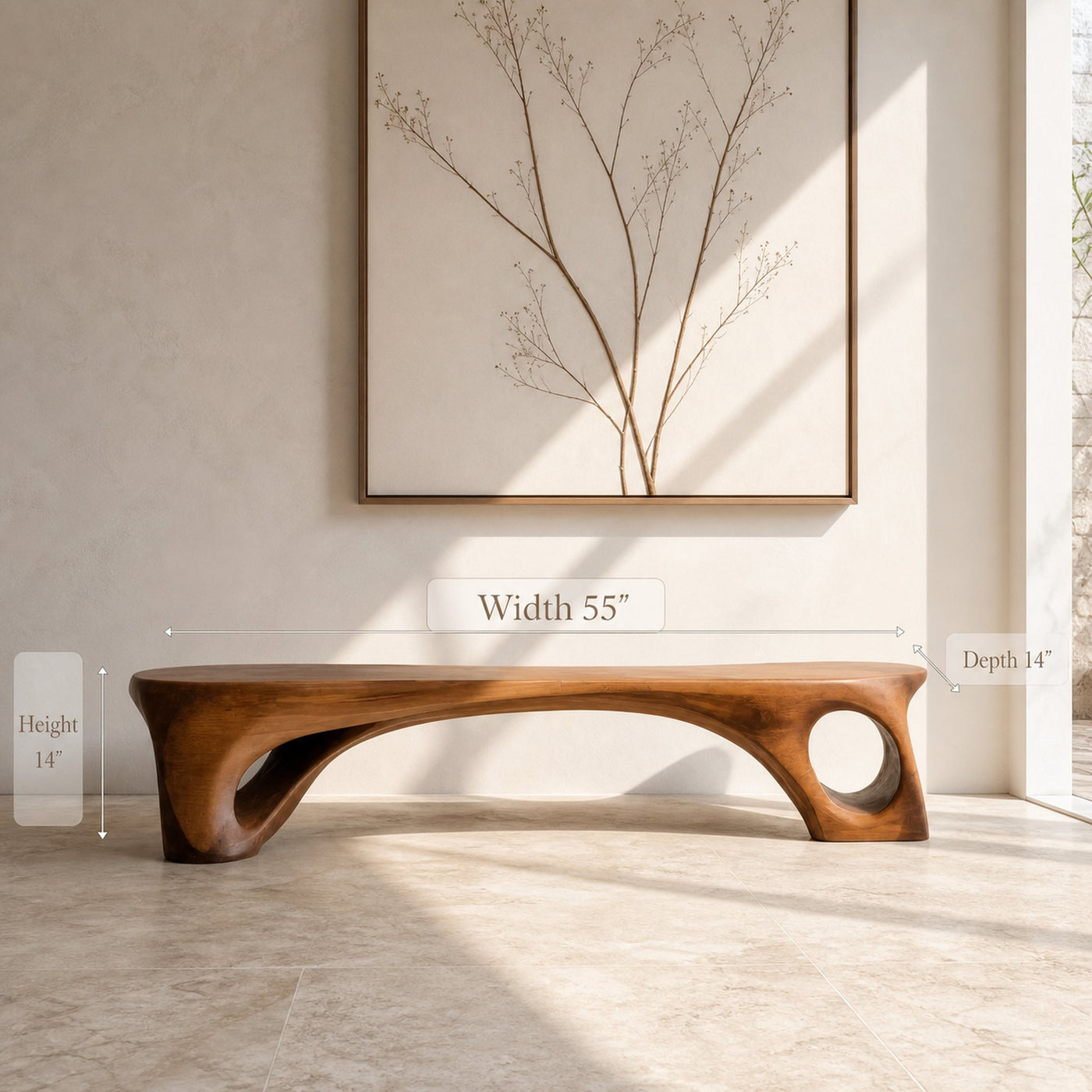 Modern Sculptural Bench With Curved Design For Living Room - product view 6