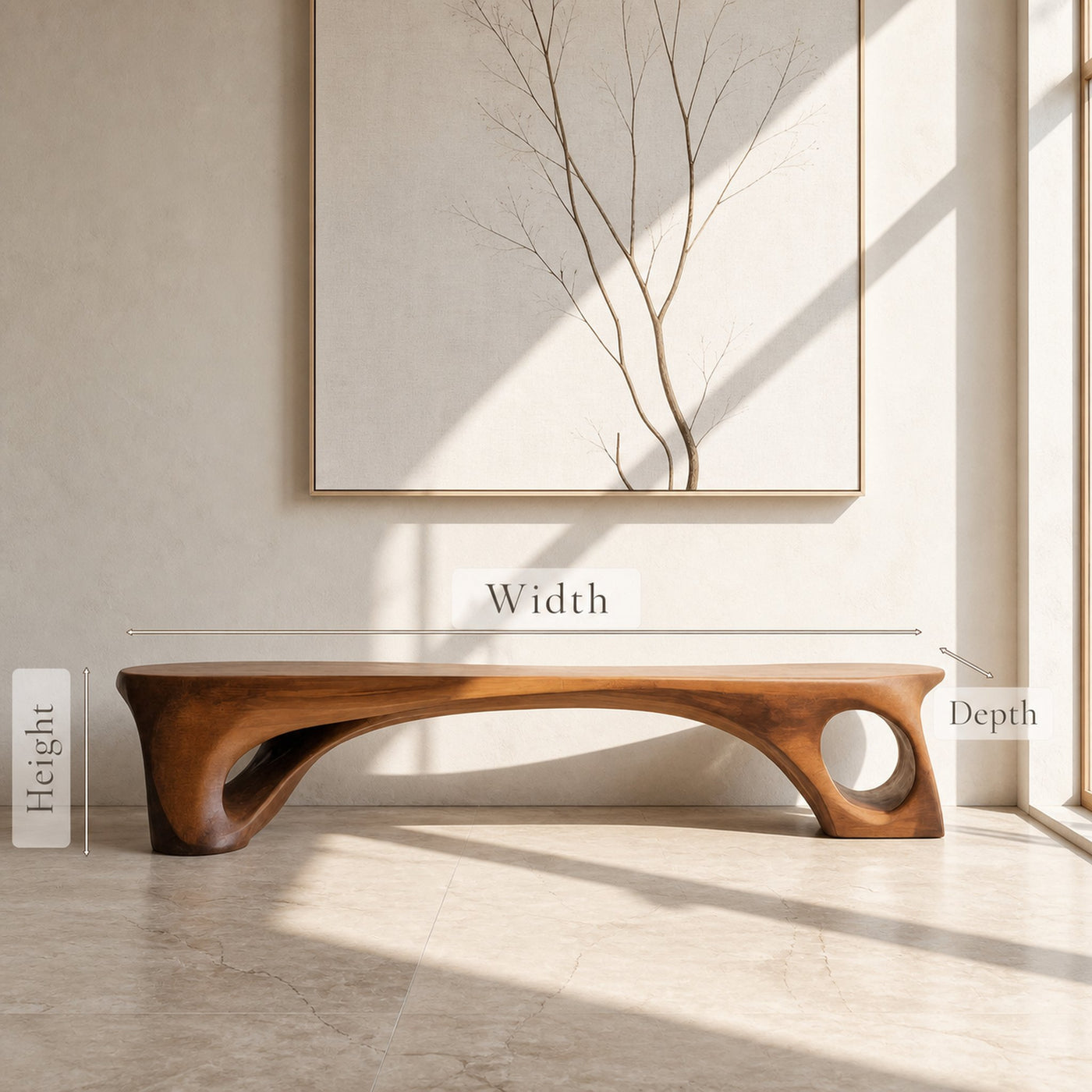 Modern Sculptural Bench With Curved Design For Living Room - product view 7