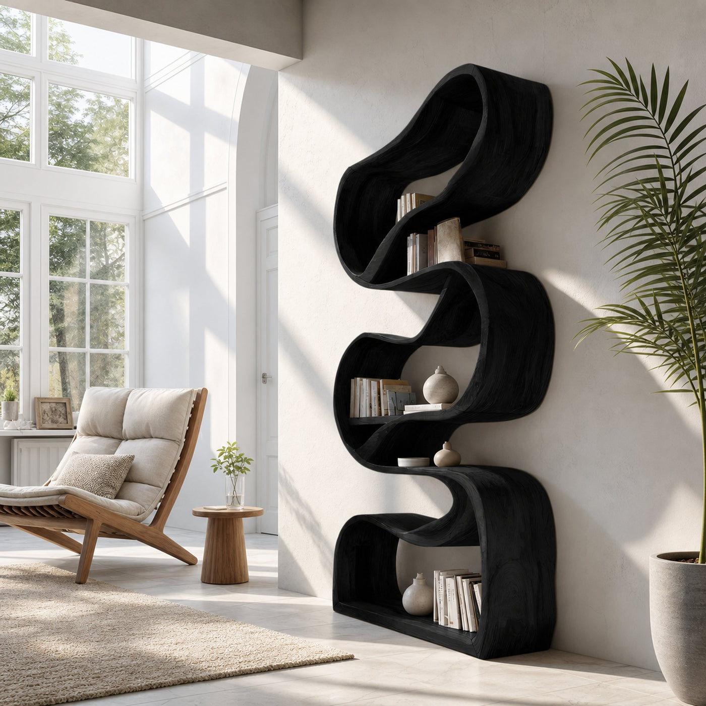 Modern Sculptural Bookcase Statement Design For Hallway - product view 6