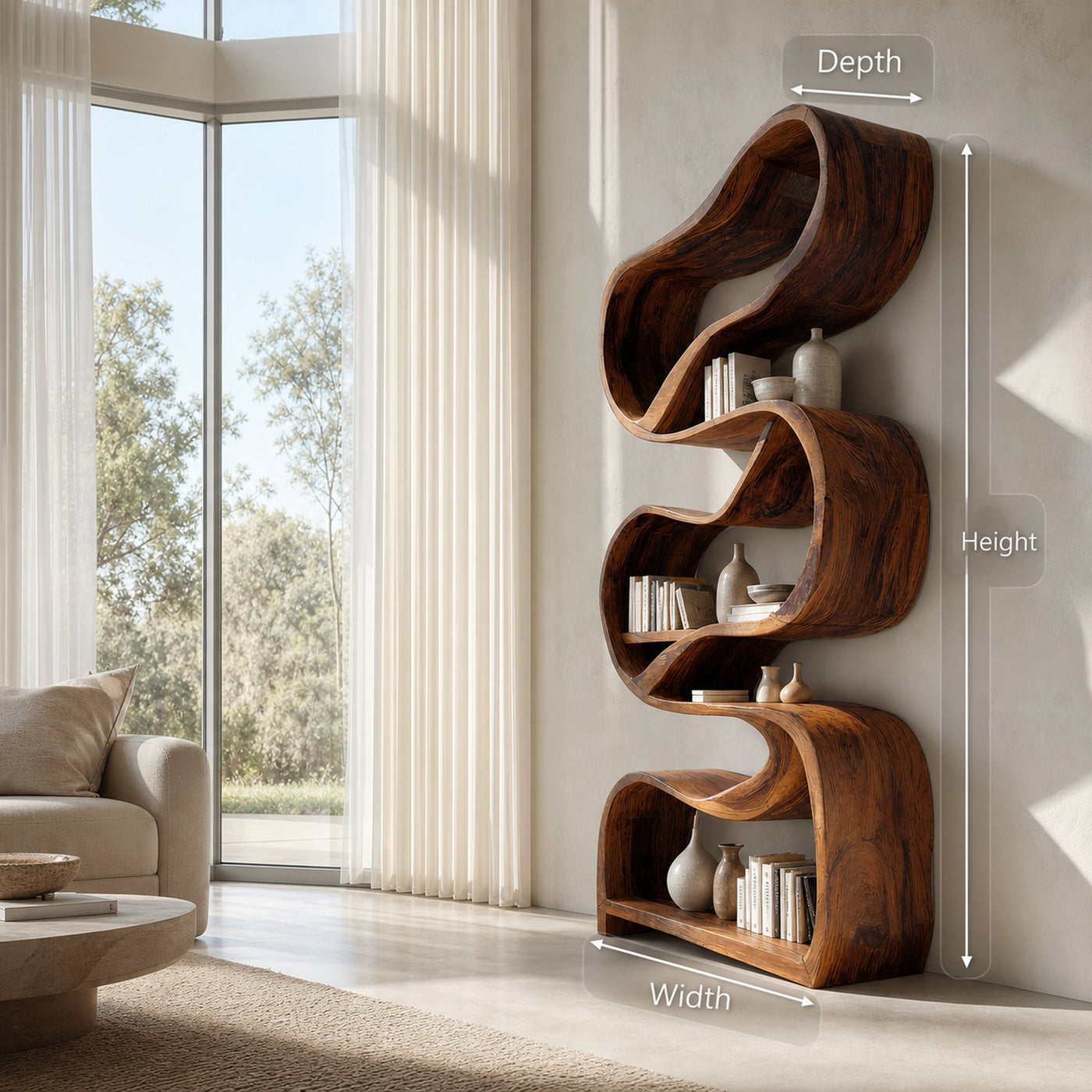 Modern Sculptural Bookcase Statement Design For Hallway - product view 8