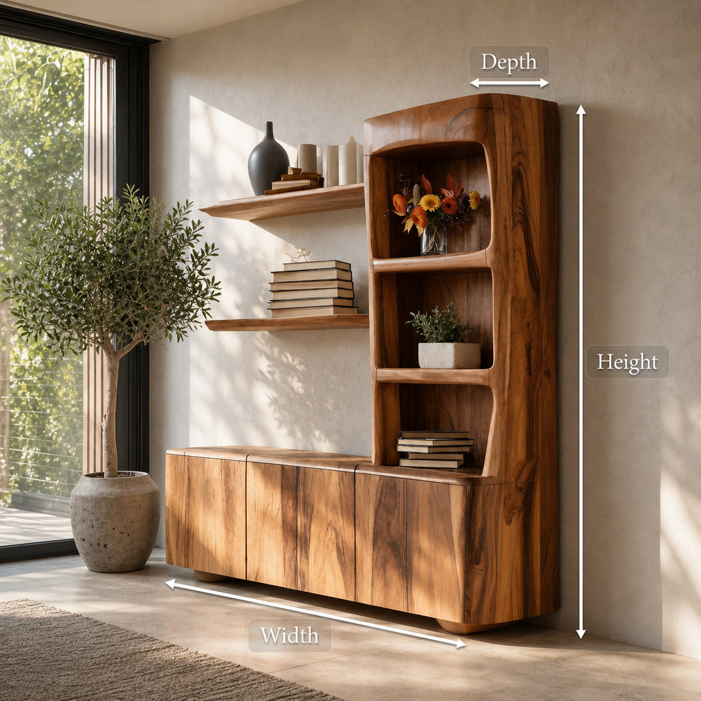 Modern Sculptural Bookshelf Cabinet For Living Room - product view 8