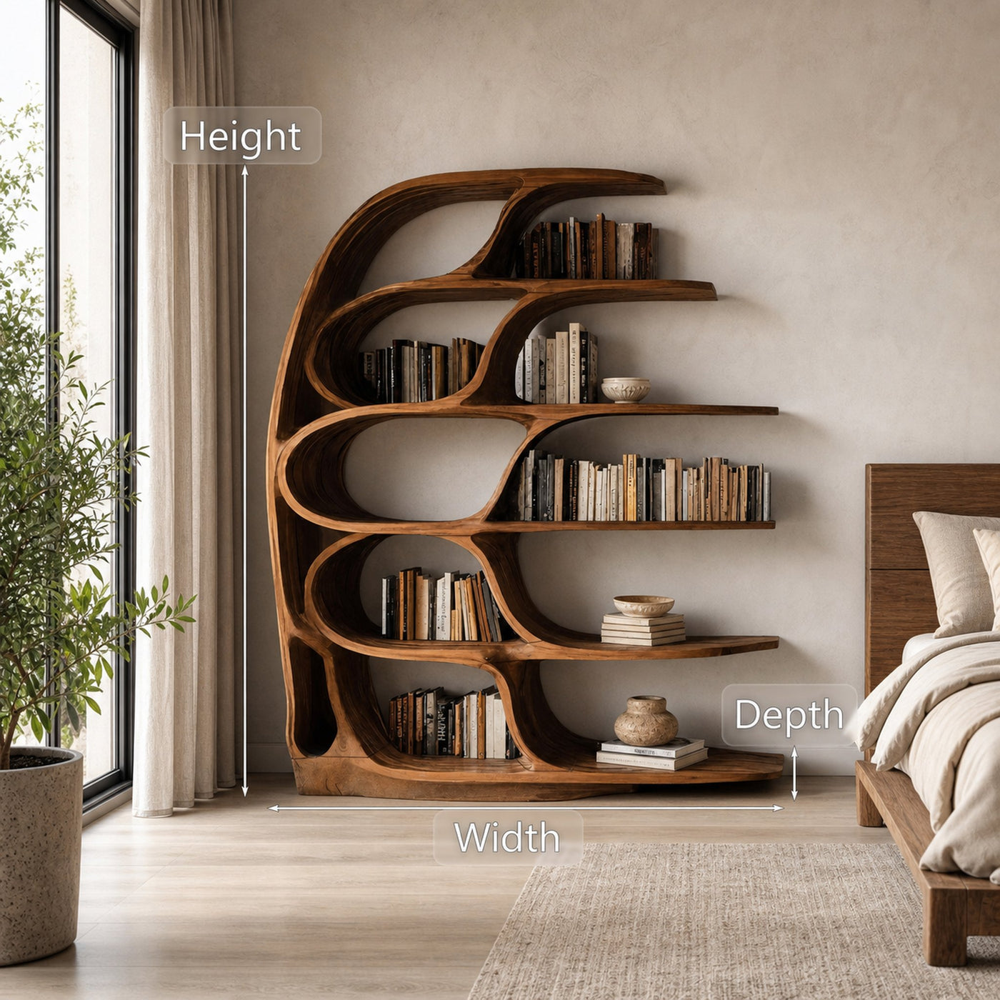 Modern Sculptural Bookshelf For Bedroom Or Living Room - product view 6