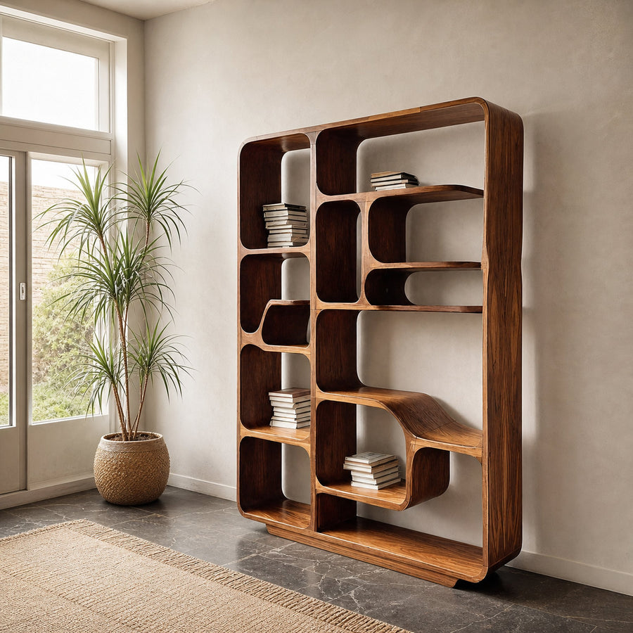 Modern Sculptural Bookshelf For Living Decor Or Bedroom