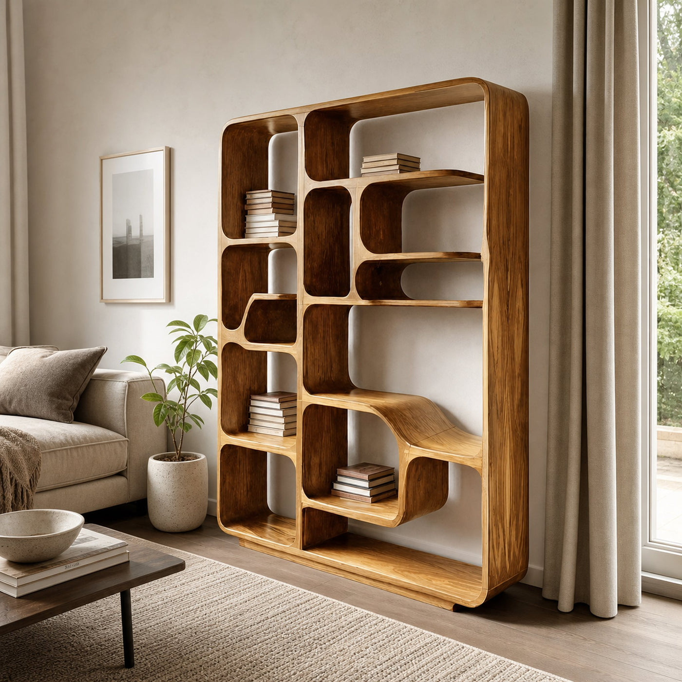 Modern Sculptural Bookshelf For Living Decor Or Bedroom - product view 6