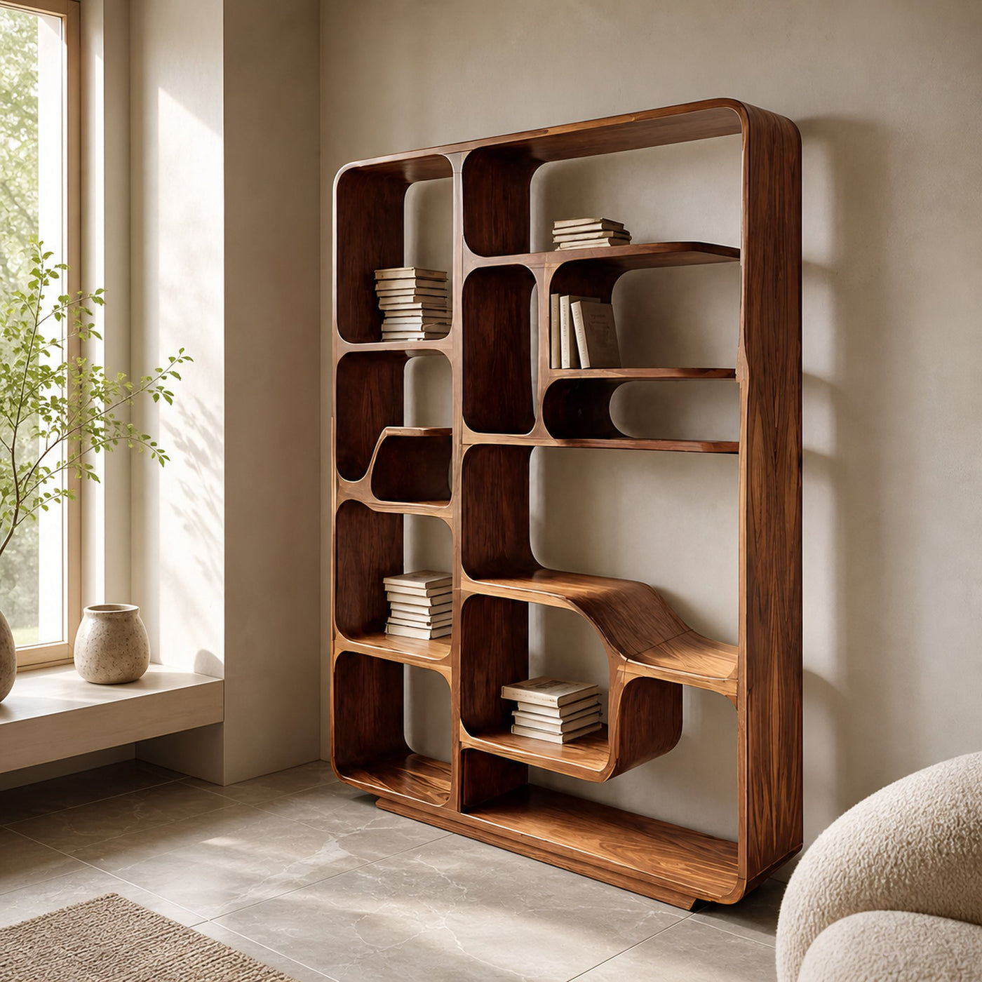 Modern Sculptural Bookshelf For Living Decor Or Bedroom - product view 7