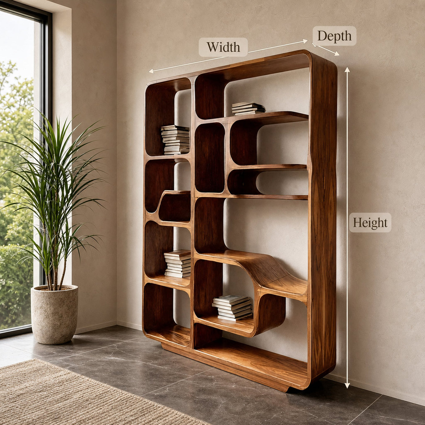 Modern Sculptural Bookshelf For Living Decor Or Bedroom - product view 8