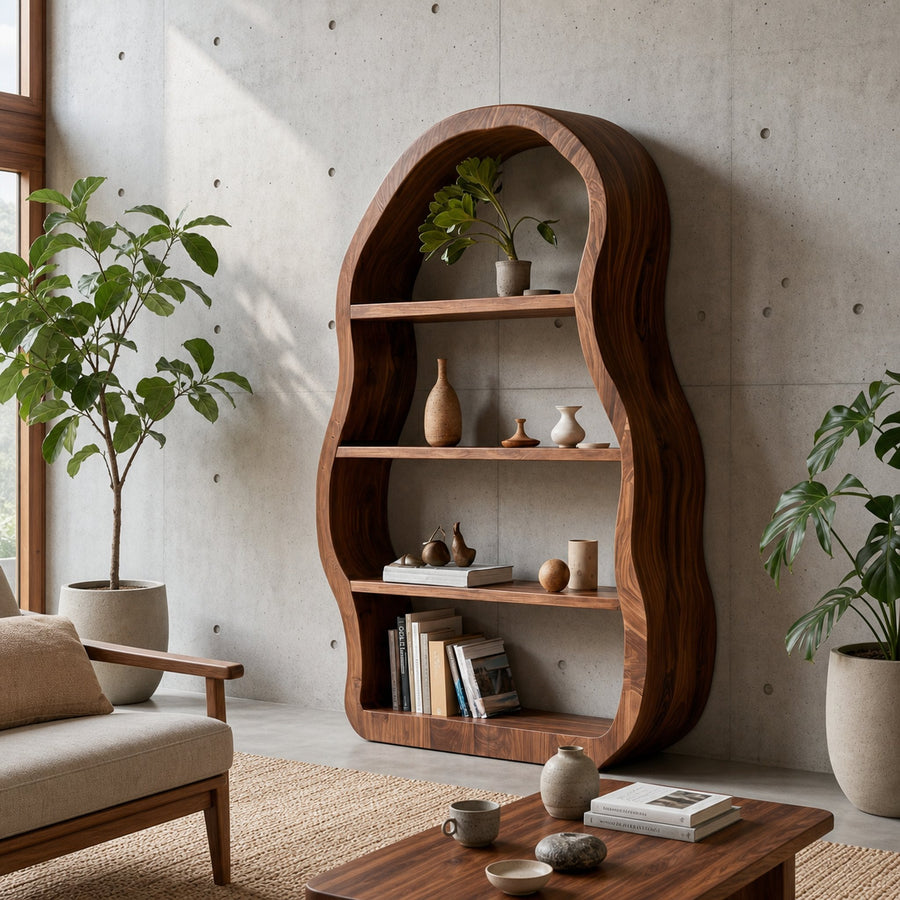 Modern Sculptural Bookshelf For Living Room And Reading Corner