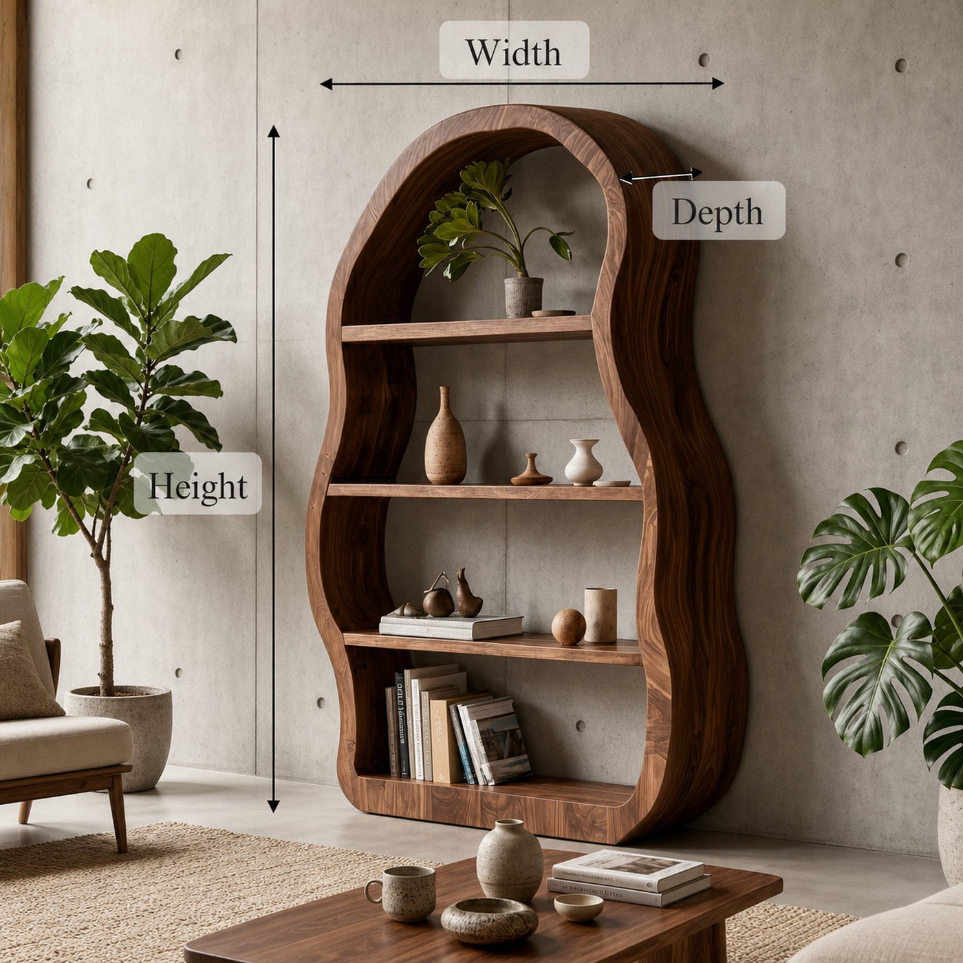 Modern Sculptural Bookshelf For Living Room And Reading Corner - product view 6