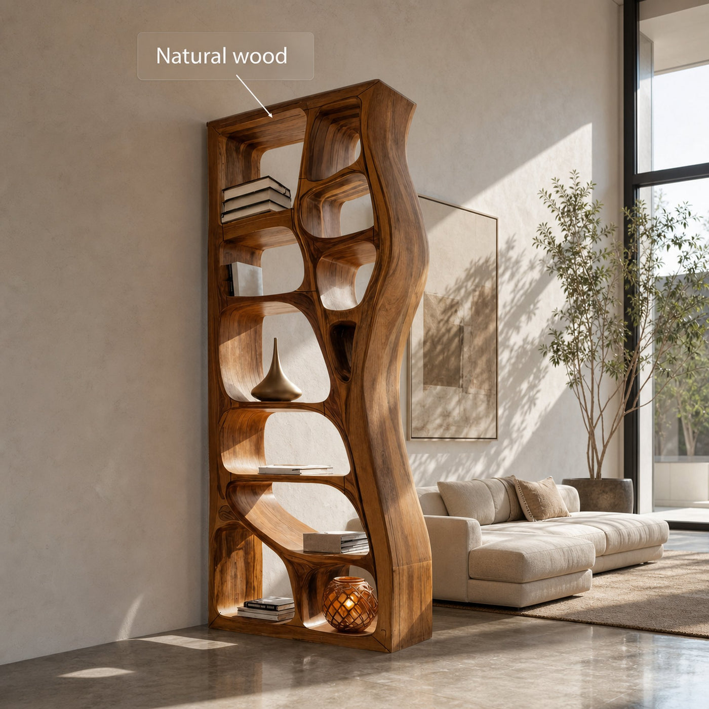 Modern Sculptural Bookshelf Room Divider For Living Room - product view 6
