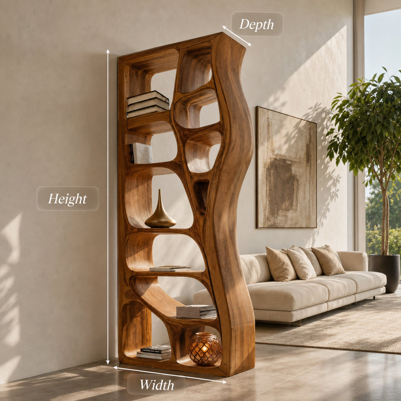 Modern Sculptural Bookshelf Room Divider For Living Room - product view 8