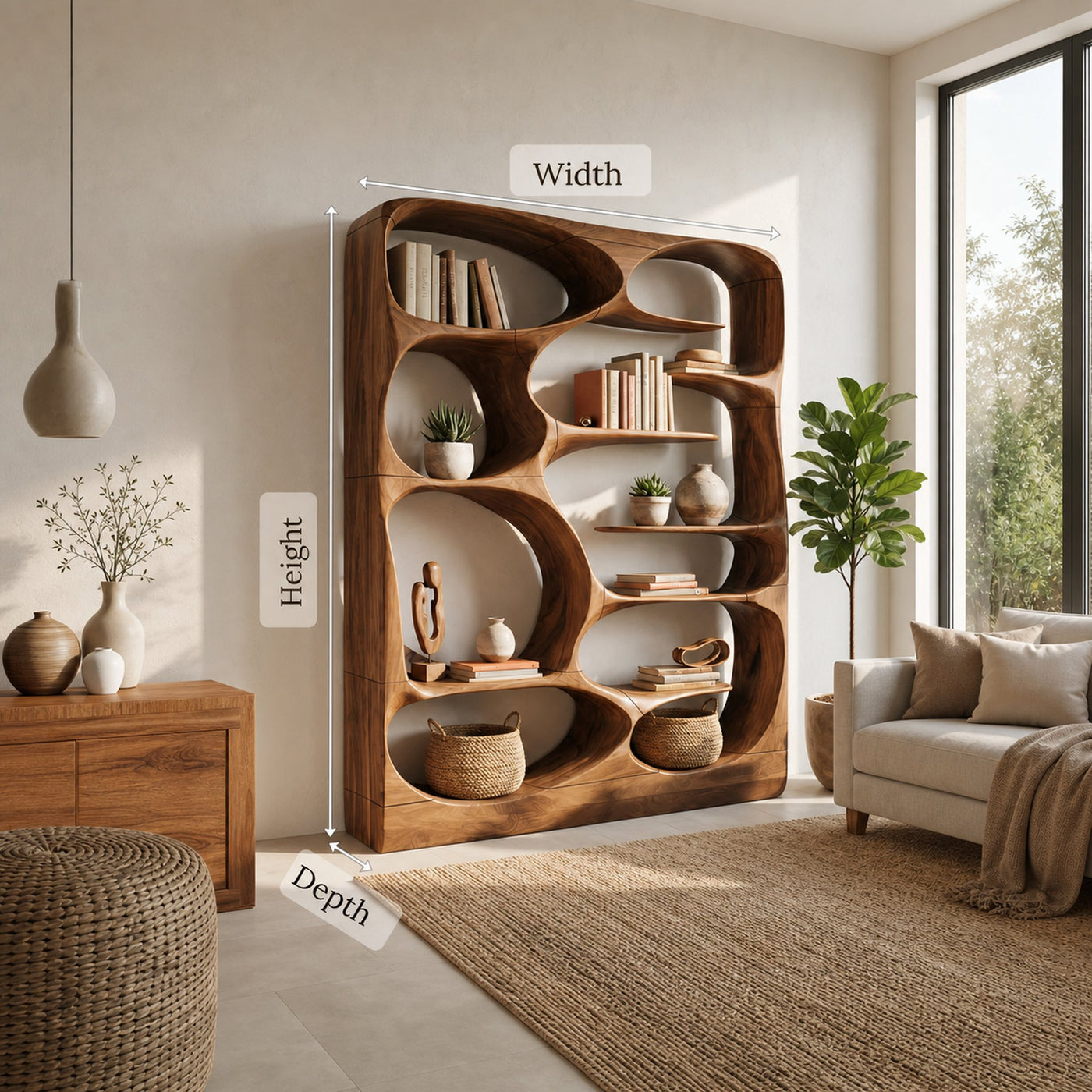 Modern Sculptural Bookshelf Storage Organizer For Living Room - product view 8