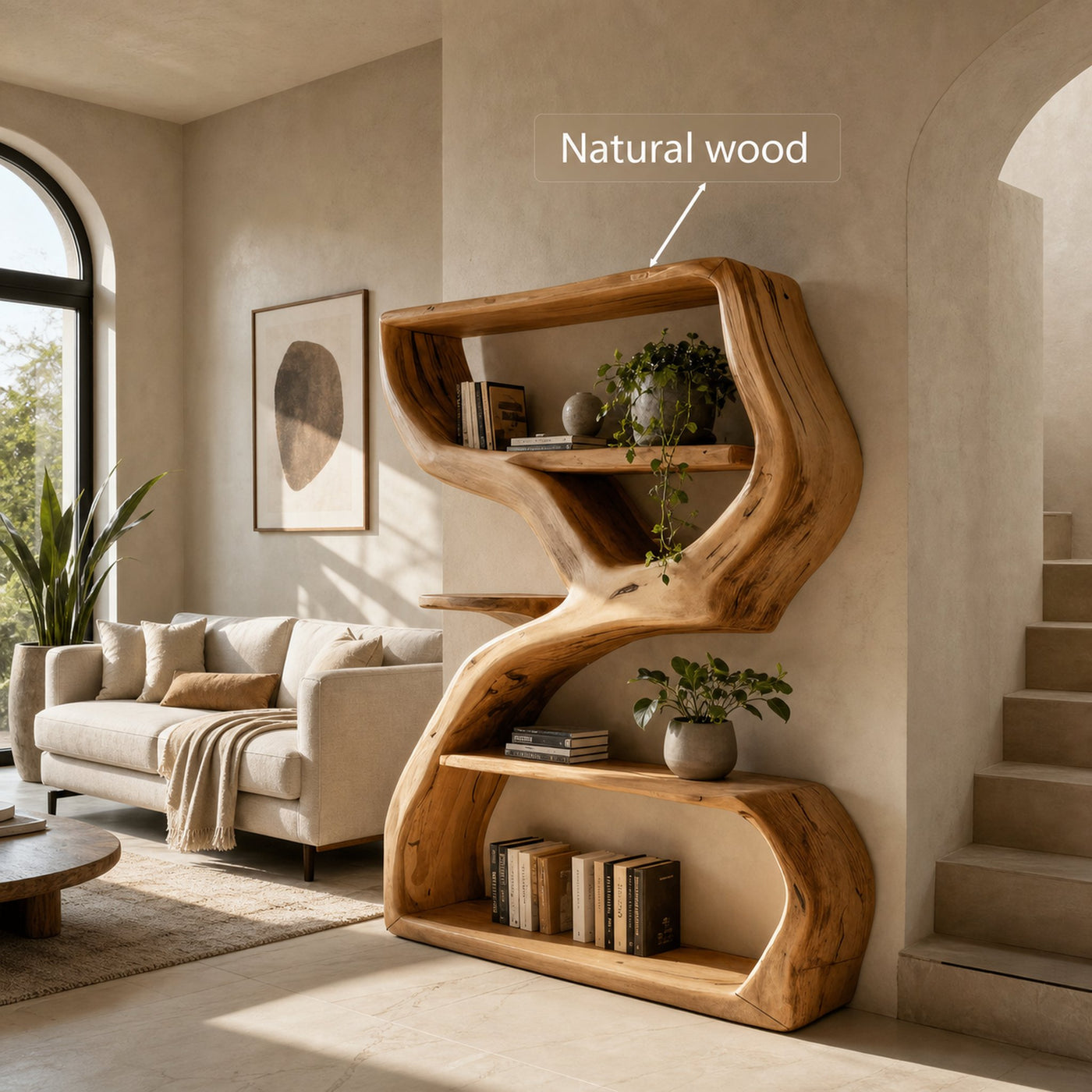 Modern Sculptural Bookshelf With S Shaped Design For Living Room - product view 6