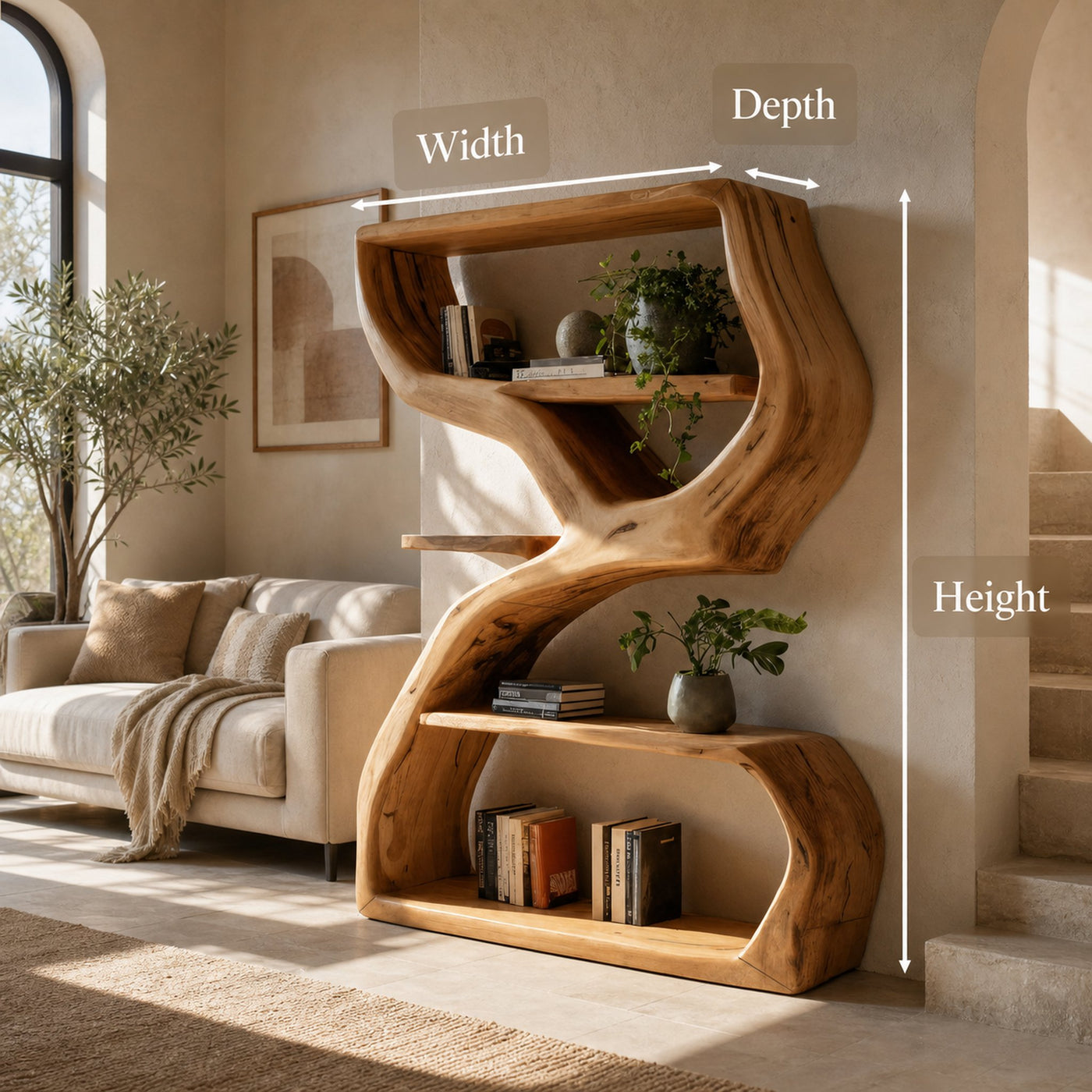Modern Sculptural Bookshelf With S Shaped Design For Living Room - product view 8