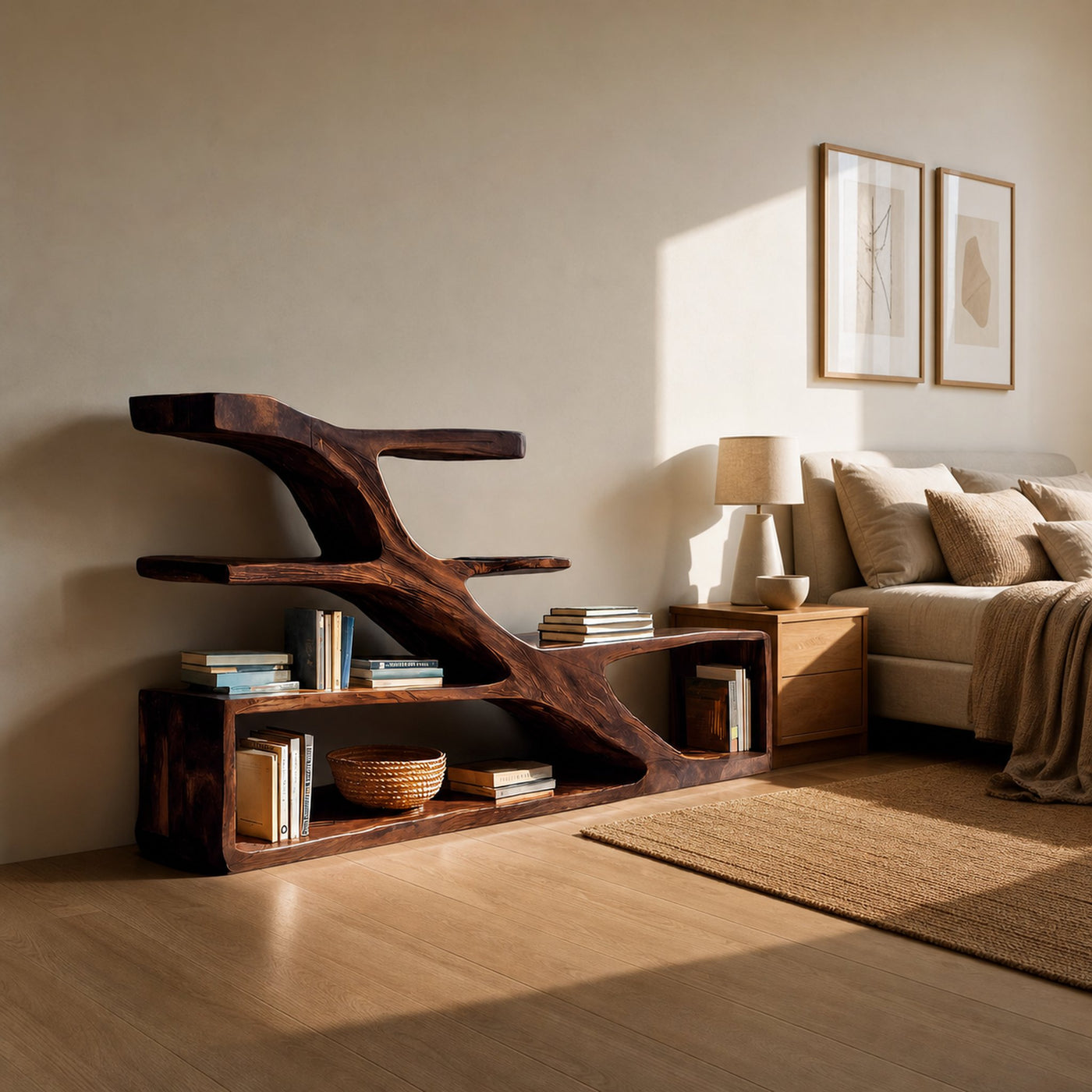 Modern Sculptural Curved Bookcase For Living Room Interior - product view 7