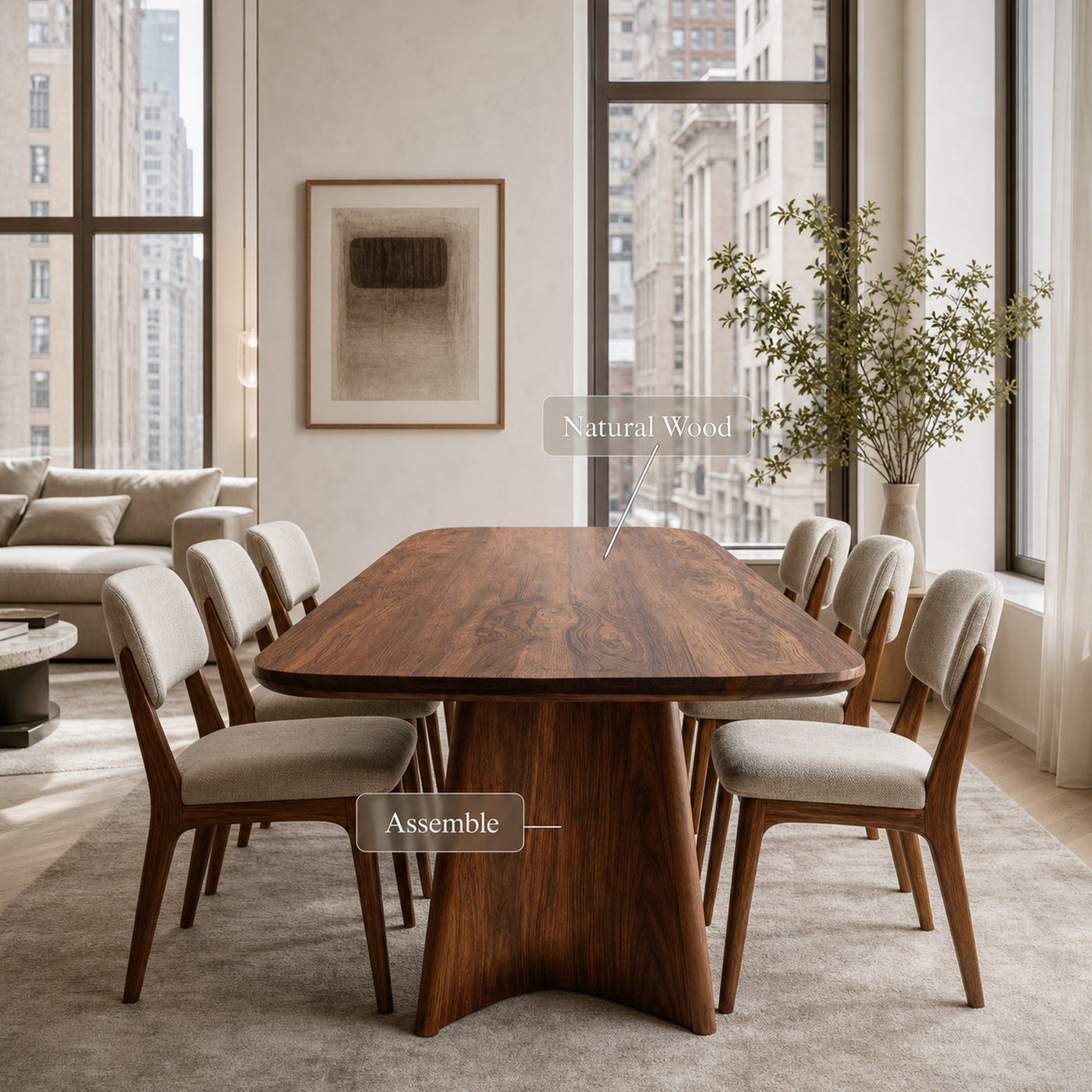 Modern Sculptural Dining Table For Dining Room - product view 6