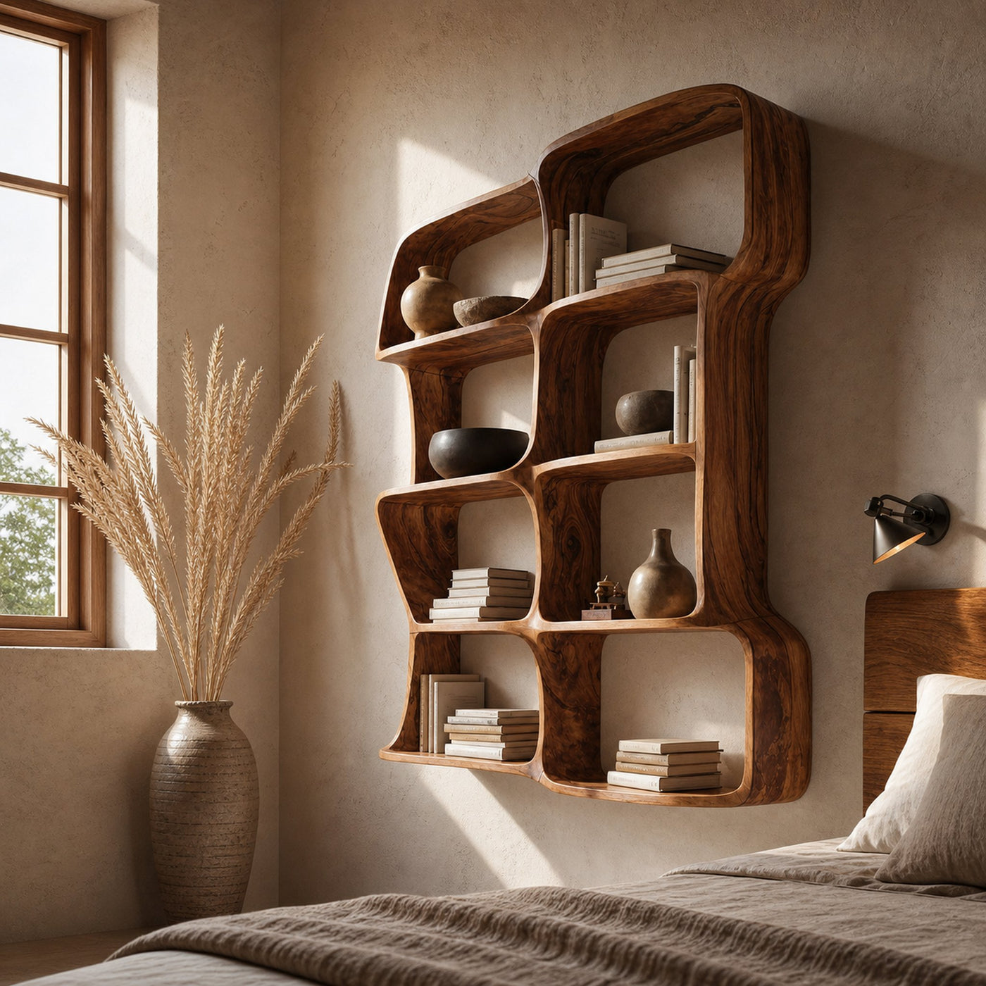 Modern Sculptural Floating Bookshelf For Bedroom Or Living Room - product view 6
