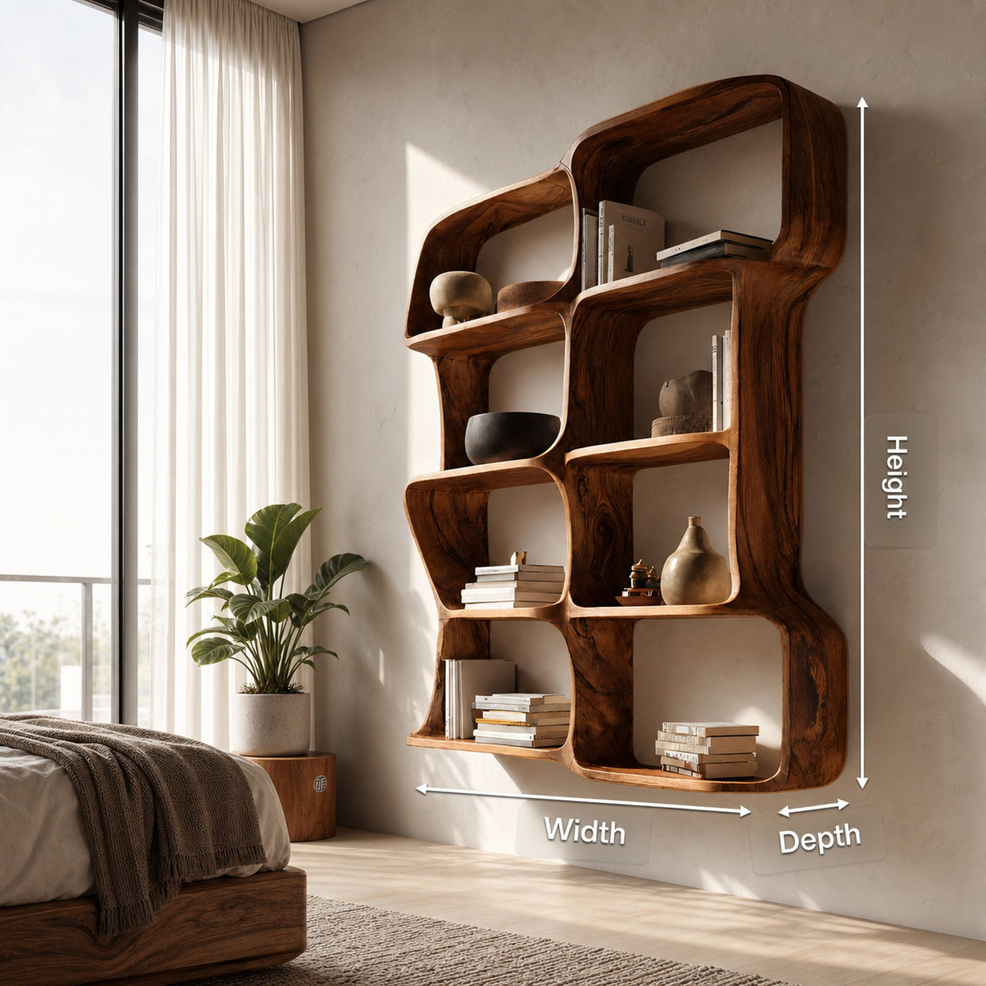Modern Sculptural Floating Bookshelf For Bedroom Or Living Room - product view 8