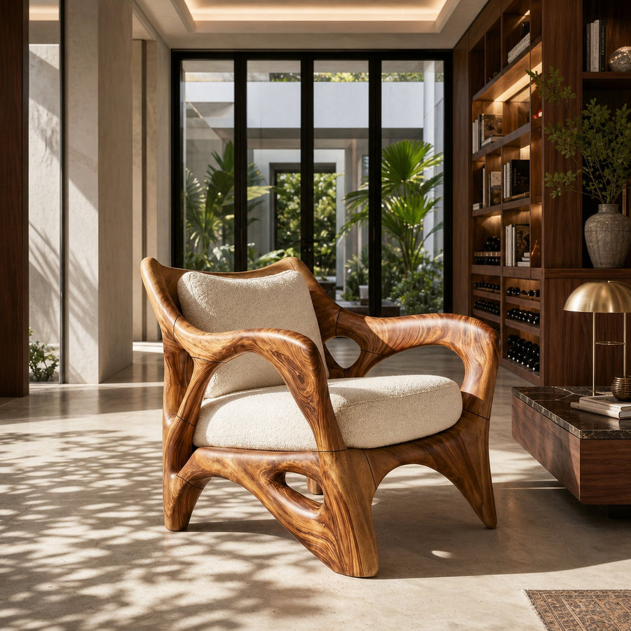 Modern Sculptural Lounge Chair for Sophisticated Wine Room Interiors