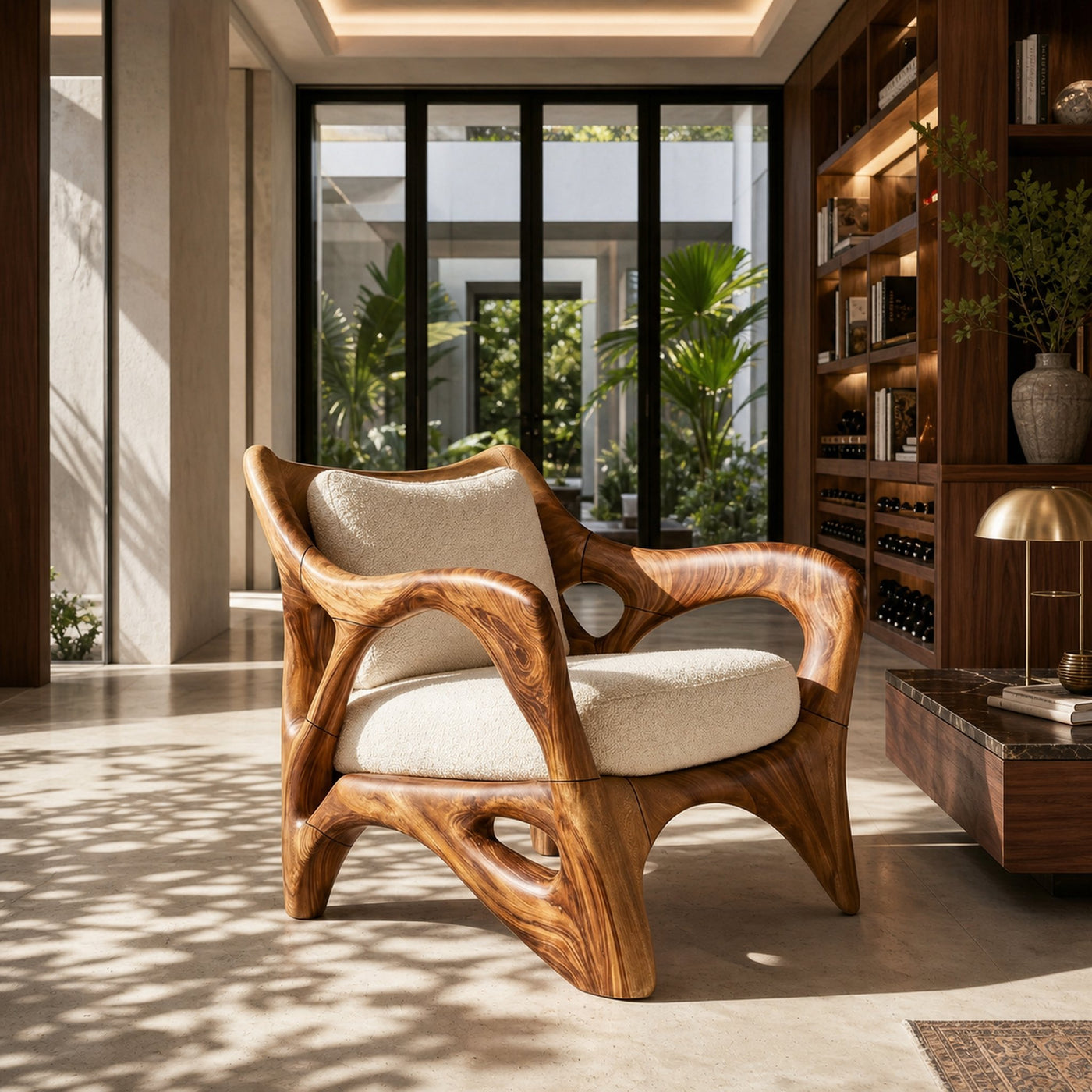 Modern Sculptural Lounge Chair for Sophisticated Wine Room Interiors