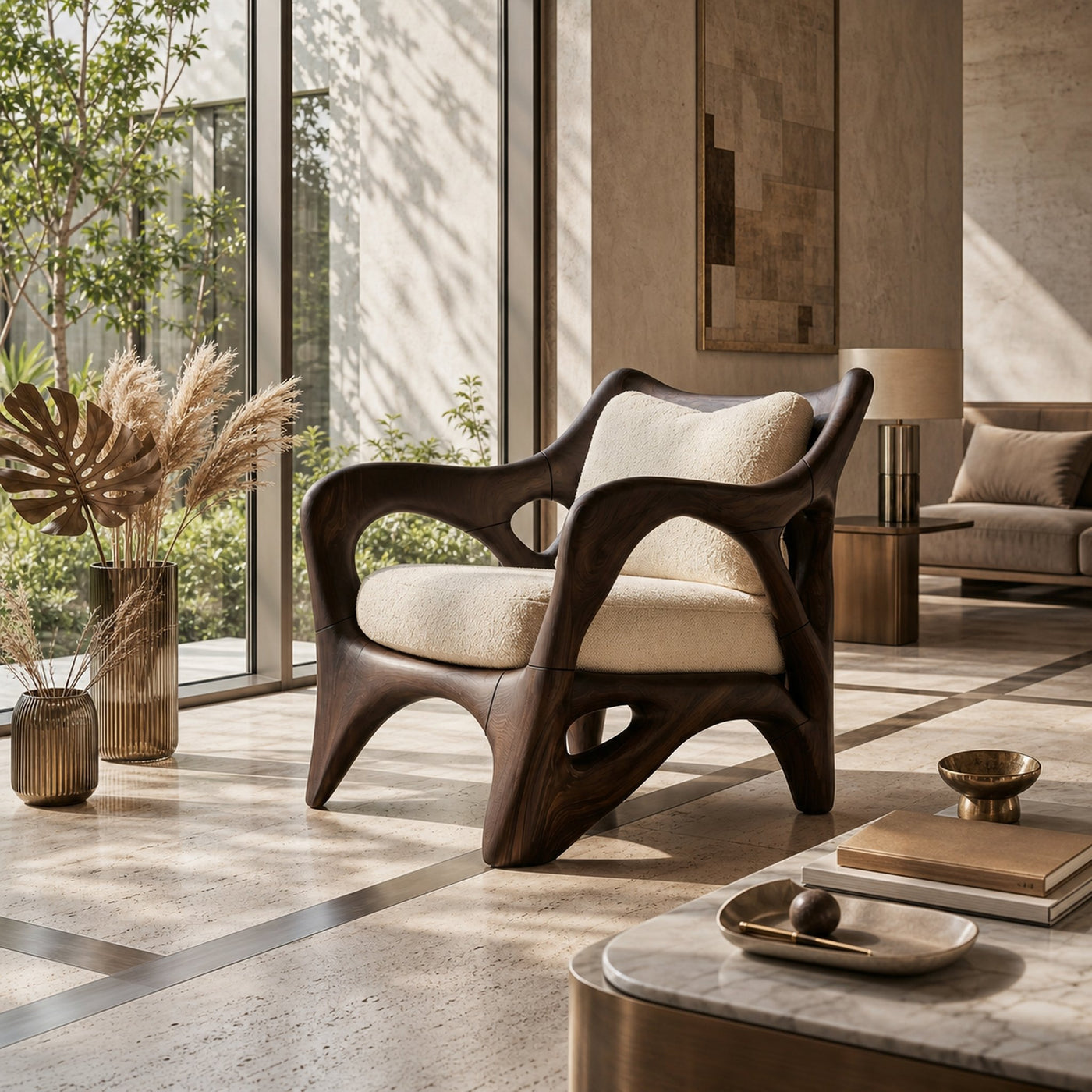Modern Sculptural Lounge Chair for Sophisticated Wine Room Interiors - product view 6