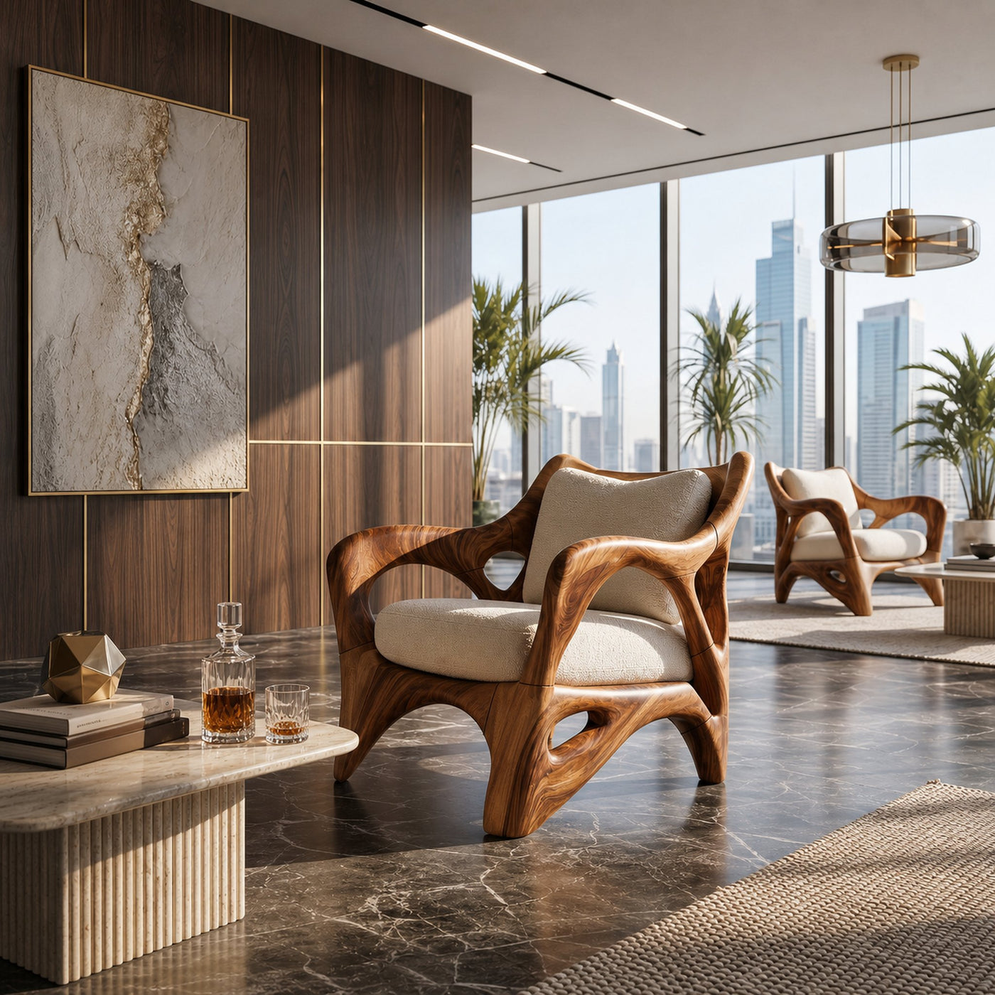 Modern Sculptural Lounge Chair for Sophisticated Wine Room Interiors - product view 7