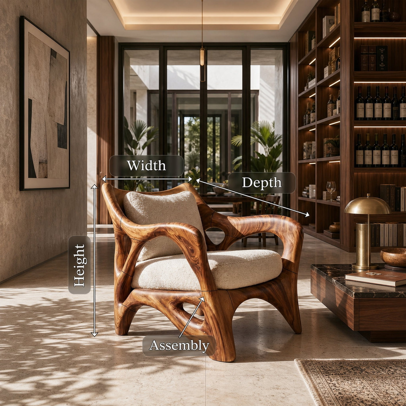 Modern Sculptural Lounge Chair for Sophisticated Wine Room Interiors - product view 8