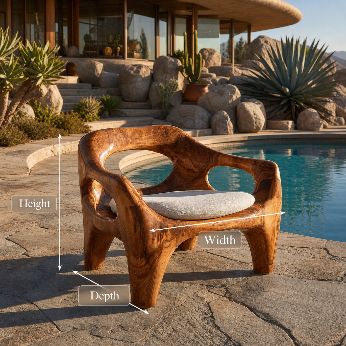 Modern Sculptural Natural Wood Accent Chair For Living Space - product view 8