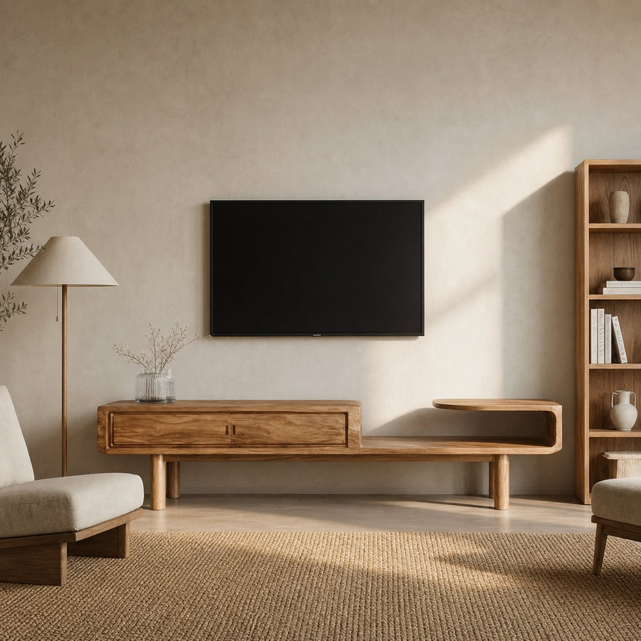 Modern Sculptural TV Console For Living Room And Media Wall