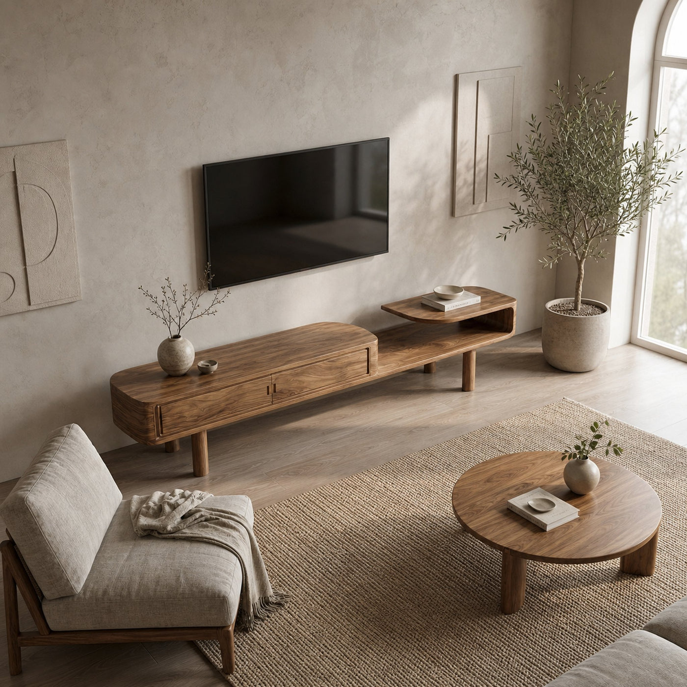 Modern Sculptural TV Console For Living Room And Media Wall - product view 6