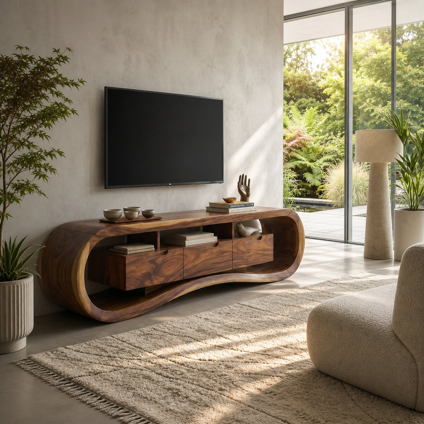 Modern Sculptural TV Stand For Luxury Minimalist Living Room - product view 6