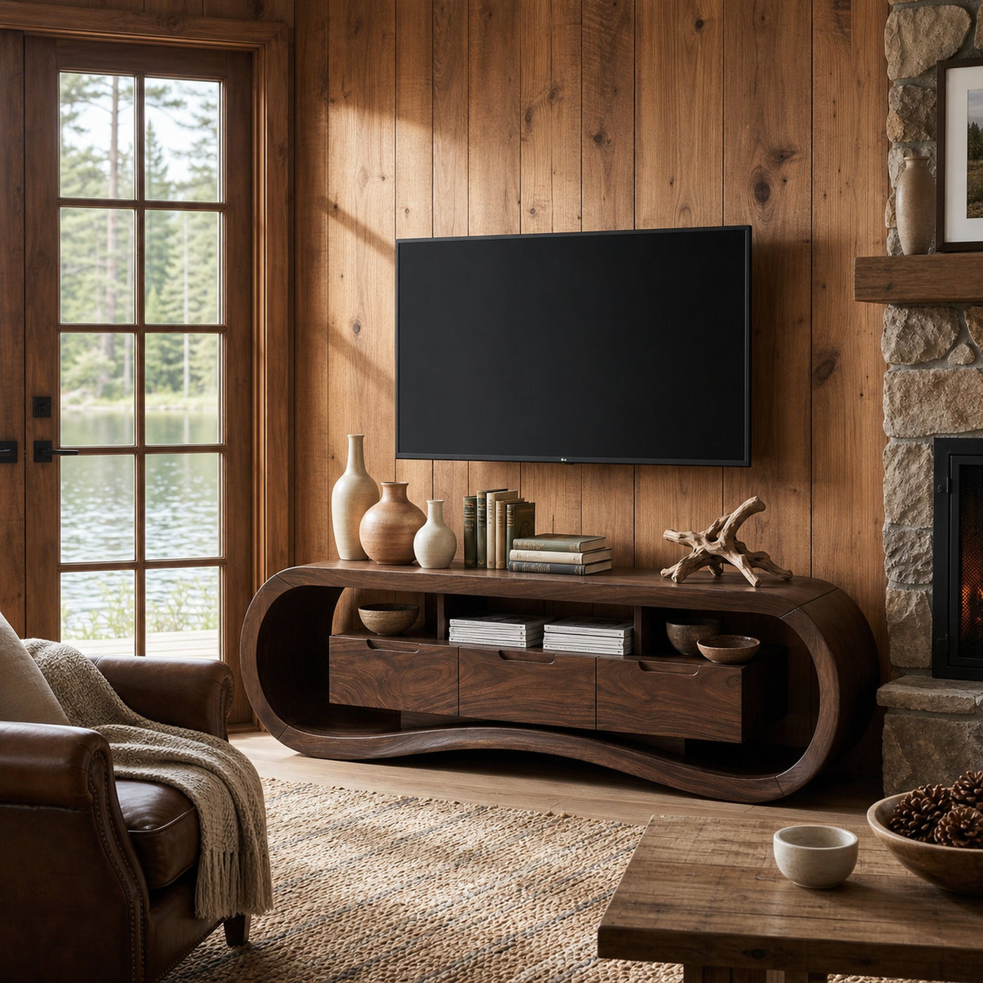 Modern Sculptural TV Stand For Luxury Minimalist Living Room - product view 7